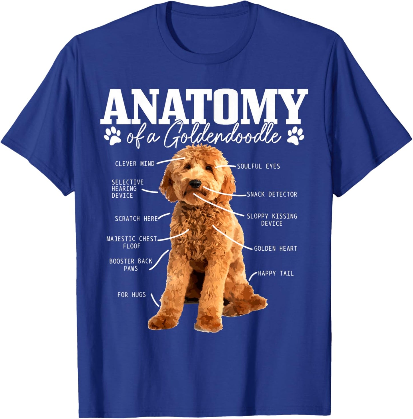 Anatomy of A Goldendoodle Funny Cute Dog Doodle Mom Dad T-Shirt - T-Shirt | Royal