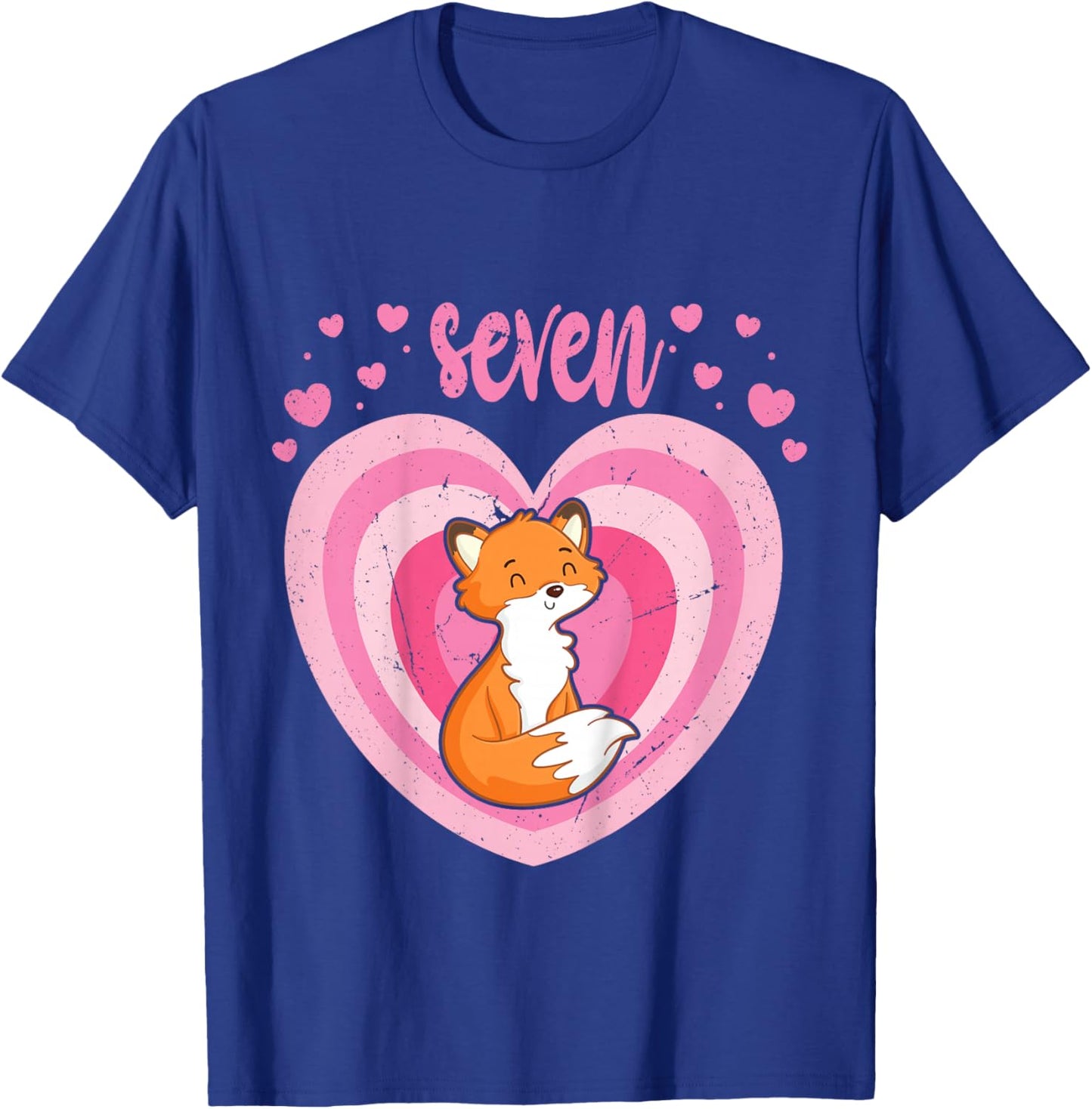 7 Year Old Cute Fox Birthday Girl 7th B-day T-Shirt - T-Shirt | Royal