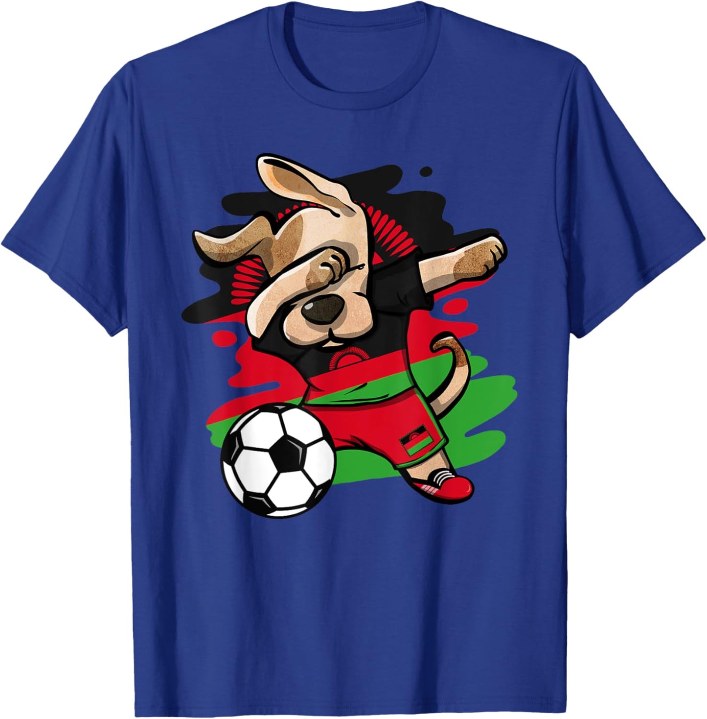 Dabbing Dog Malawi Soccer Fans Jersey Malawian Flag Football Women Girls Kids T-Shirt - T-Shirt | Royal