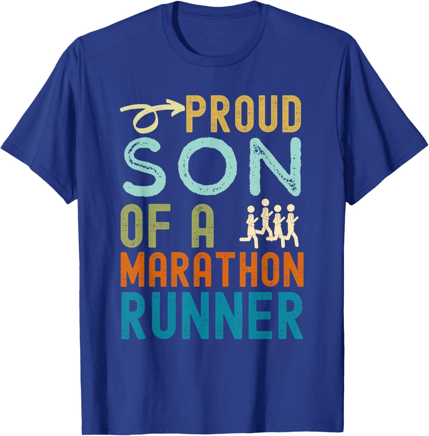 Proud son of a marathon runner retro vintage distressed T-Shirt - T-Shirt | Royal