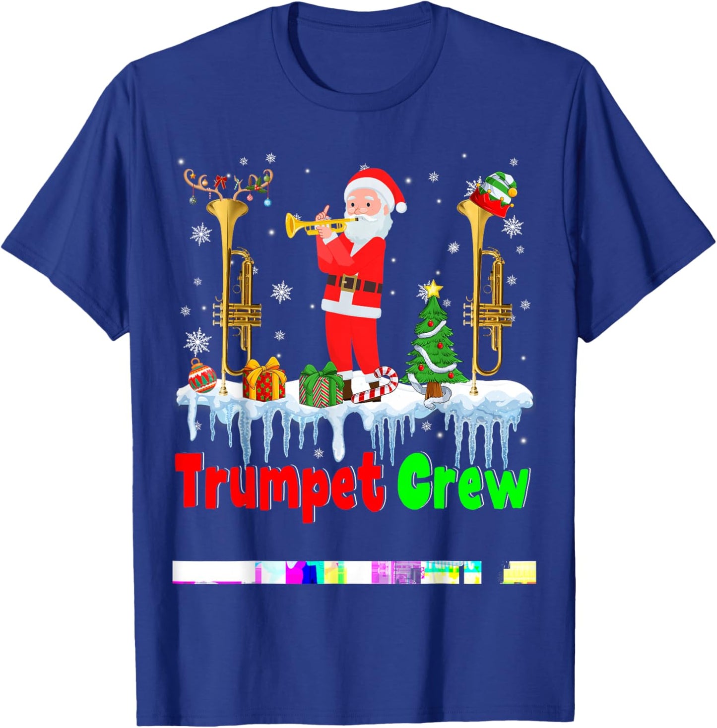 Trumpet Crew Santa Playing Trumpet Musical Instruments T-Shirt - T-Shirt | Royal