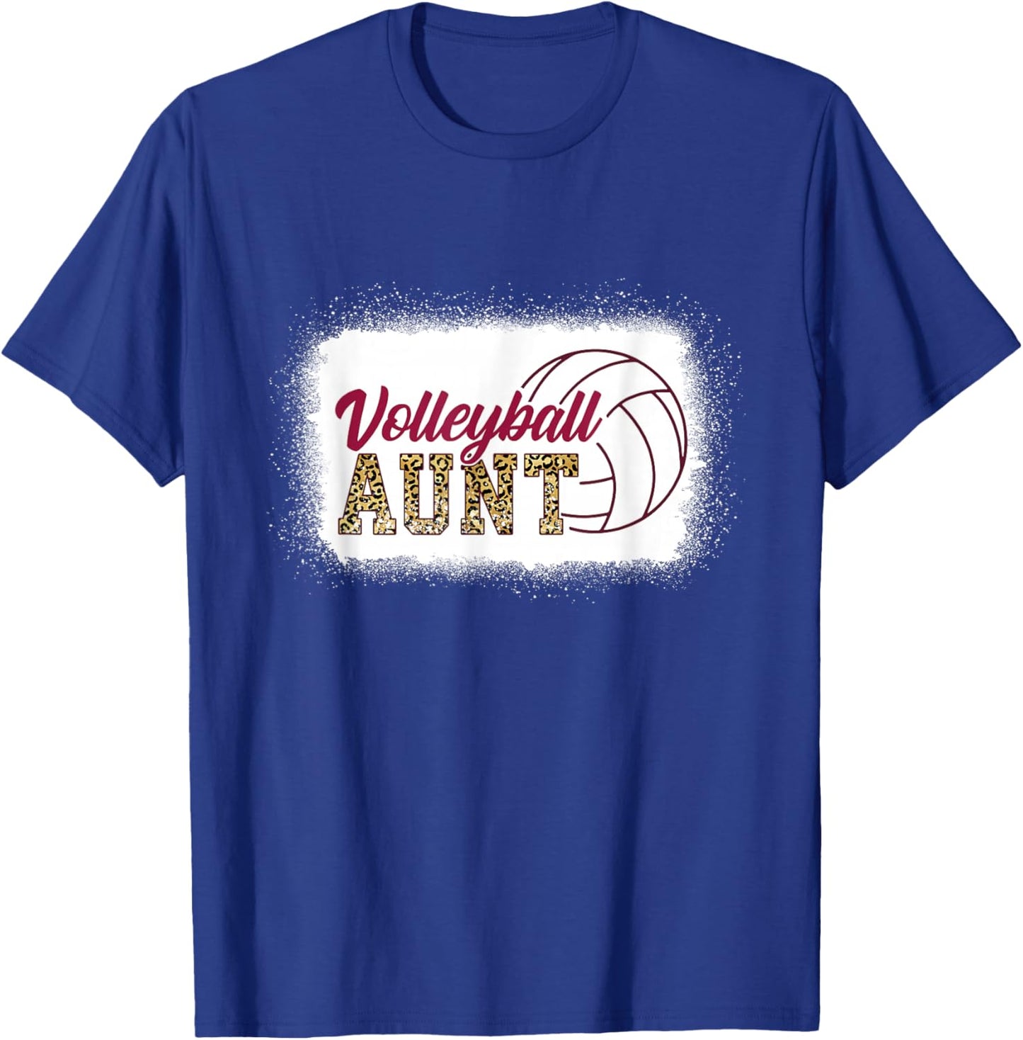 Aunt Life Volleyball Bleached Leopard Auntie T-Shirt - T-Shirt | Royal