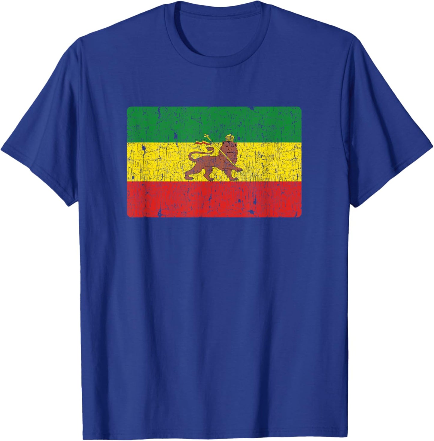 Vintage Rastafari Ethiopian Lion Ethiopia Rasta Pride Flag T-Shirt - T-Shirt | Royal