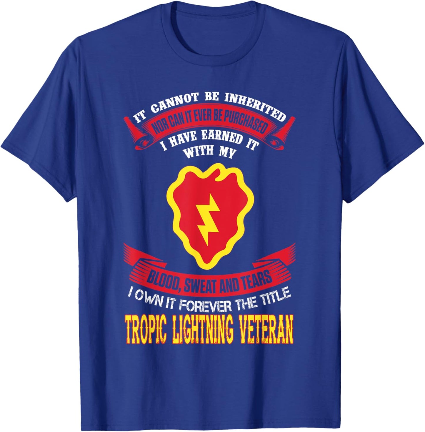 Blood, Sweat And Tears Tropic Lighting Veteran T-Shirt - T-Shirt | Royal