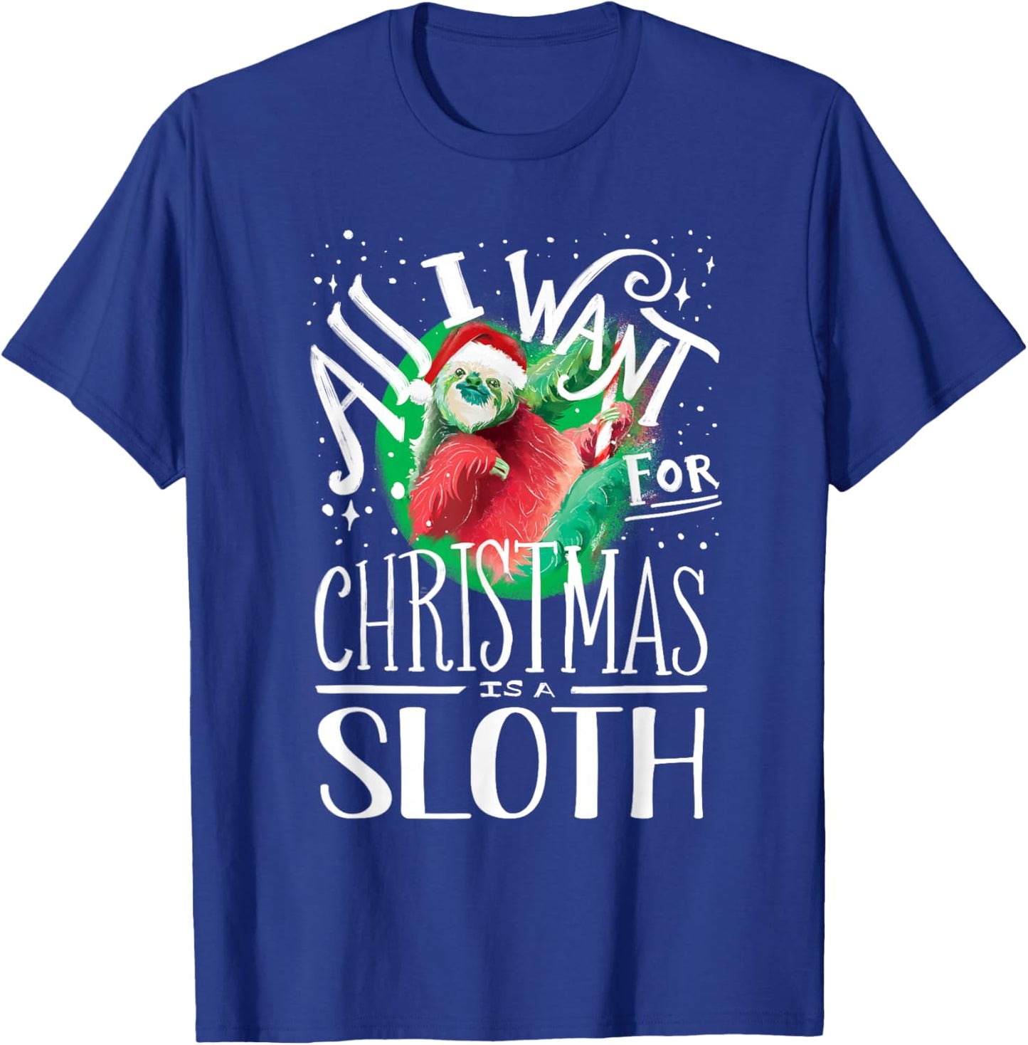 Sloth Christmas Santa Hat Xmas Sloth Lover T-Shirt - T-Shirt | Royal