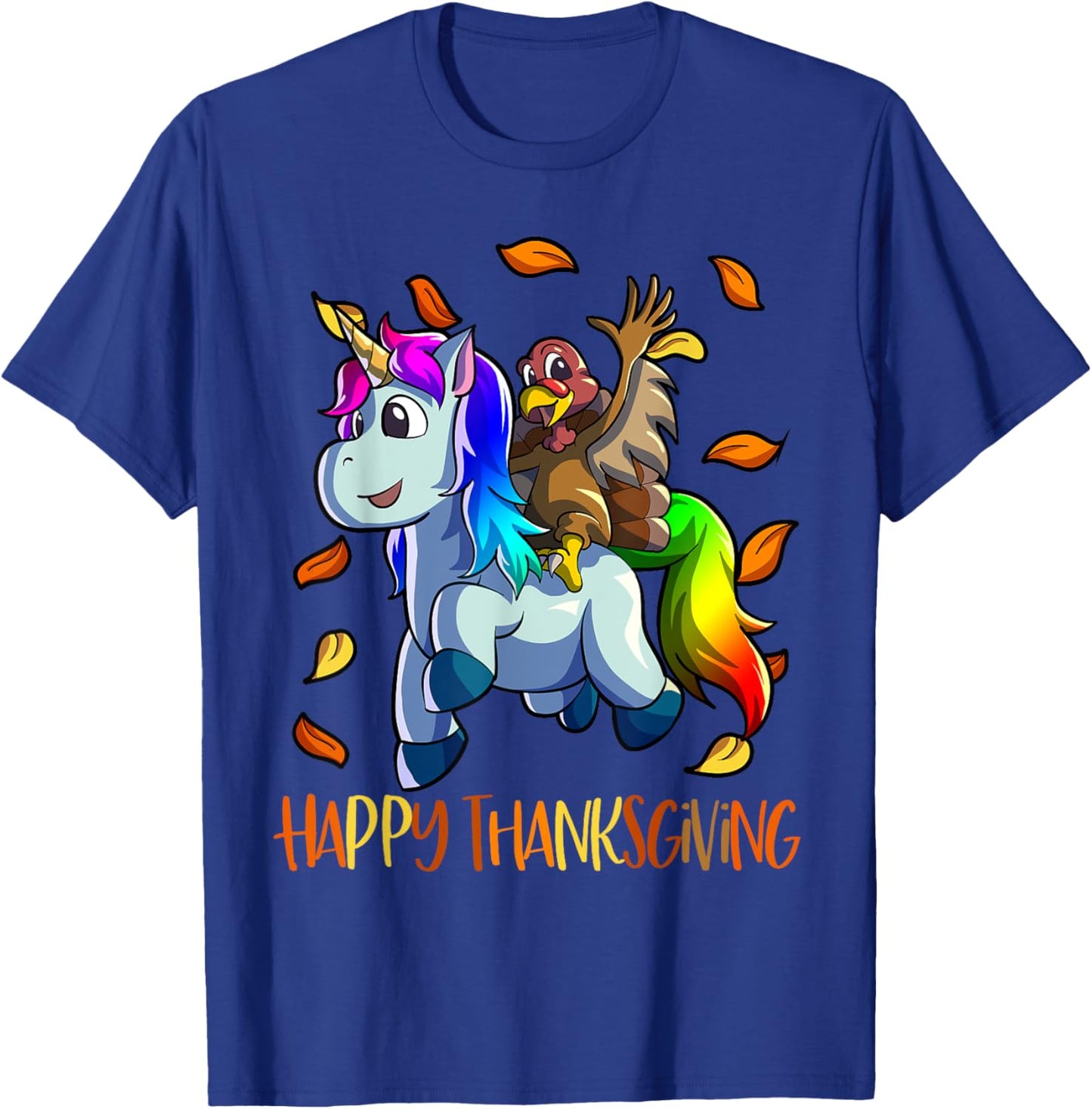 Unicorn Thanksgiving Shirt Girls Kids Unicorn Turkey T-Shirt - T-Shirt | Royal