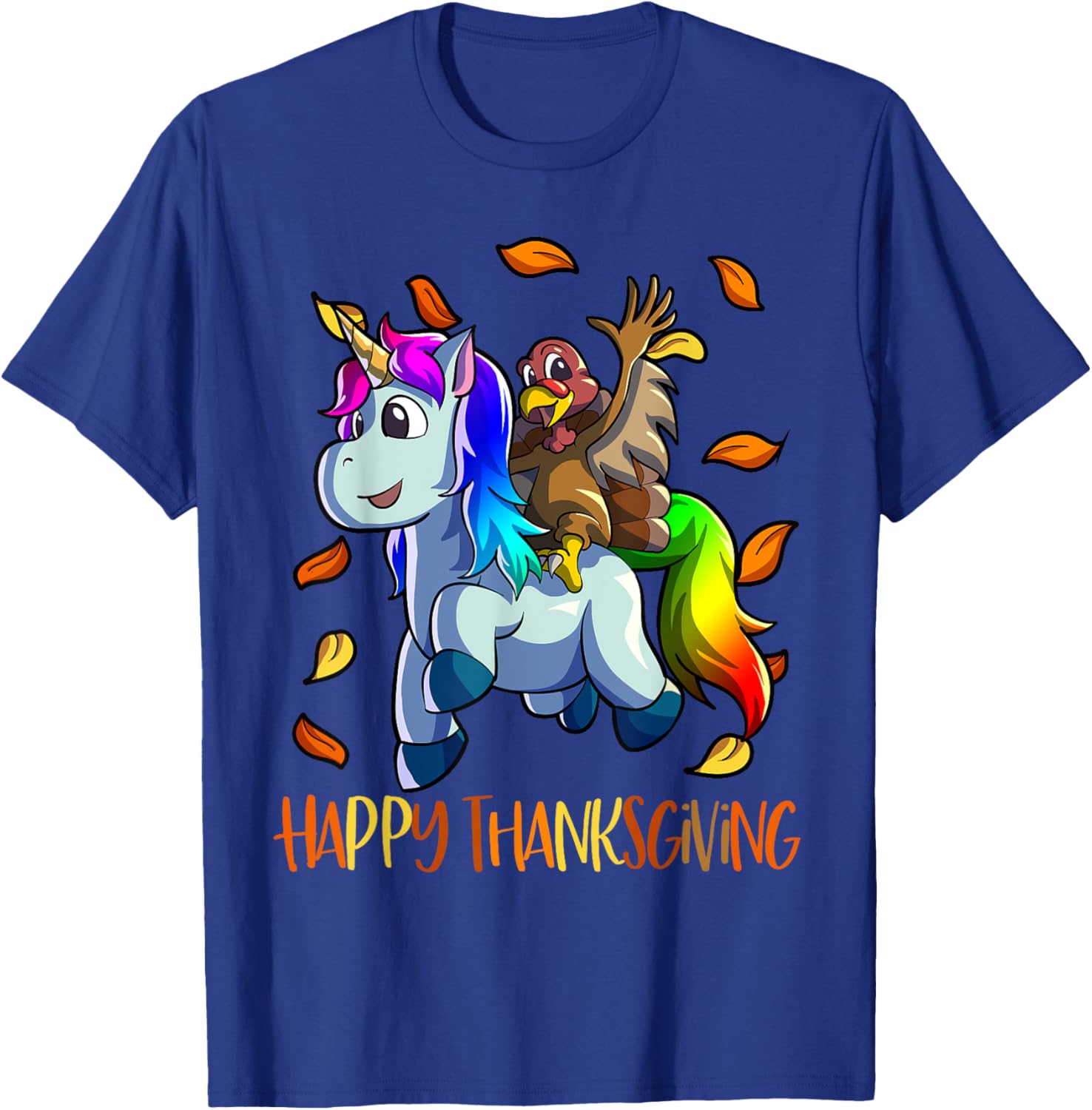 Unicorn Thanksgiving Shirt Girls Kids Unicorn Turkey T-Shirt - T-Shirt | Royal