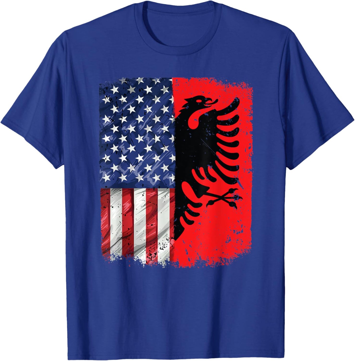 Albania USA Flag Patriotic Albanian American Flag T-Shirt - T-Shirt | Royal