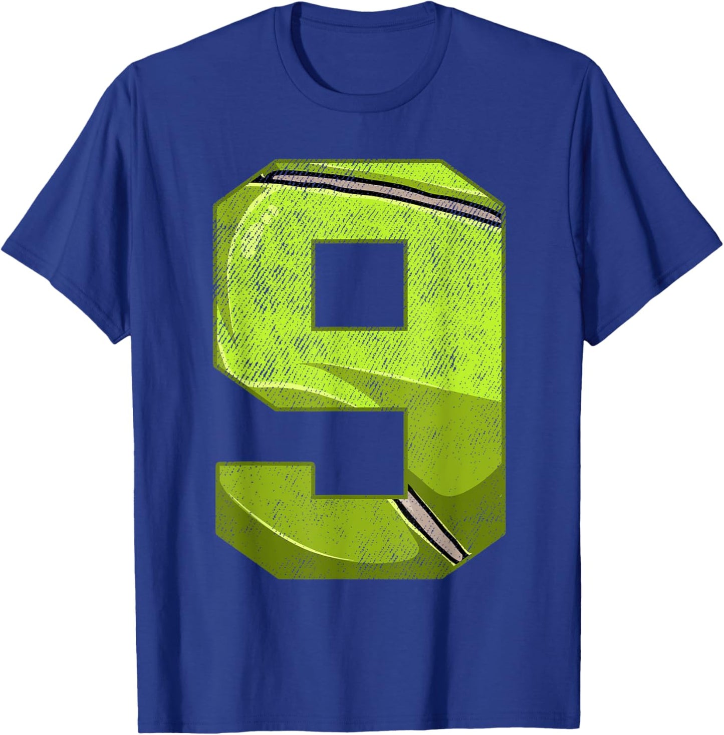 9th Birthday Party Nine 9 Year Old Tennis Bday Boy Girl T-Shirt - T-Shirt | Royal