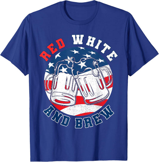 Red White & Brew! for a 4th of July Beer Merica USA T-Shirt - T-Shirt | Royal