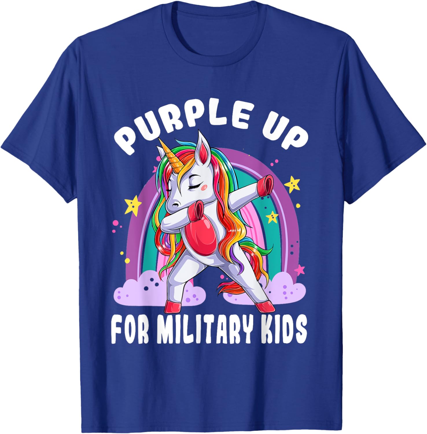 Awareness Month Purple Up Military Child Purple-Up Unicorn T-Shirt - T-Shirt | Royal