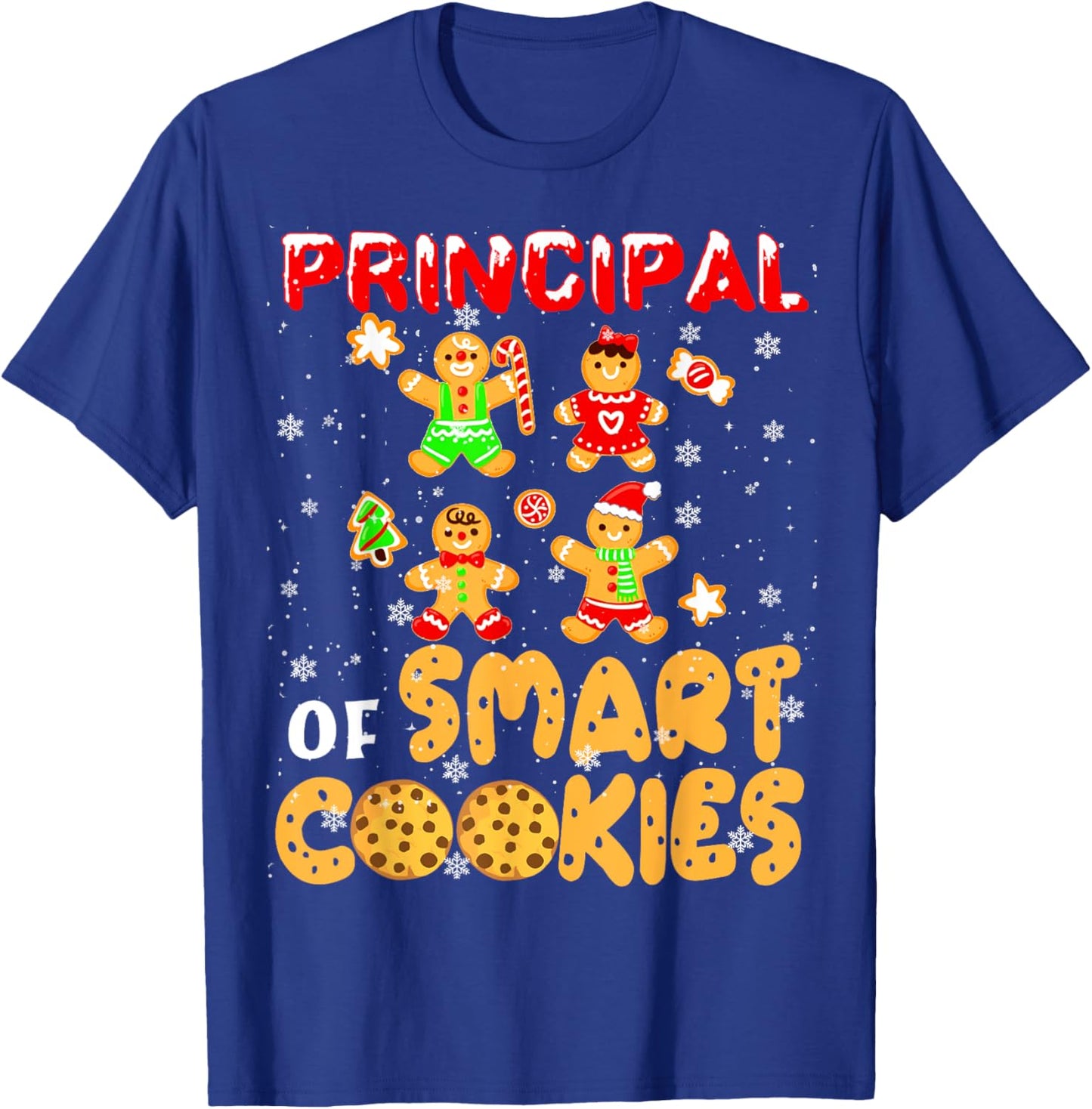 Principal Of Smart Cookies Gingerbread Man Principal Xmas T-Shirt - T-Shirt | Royal