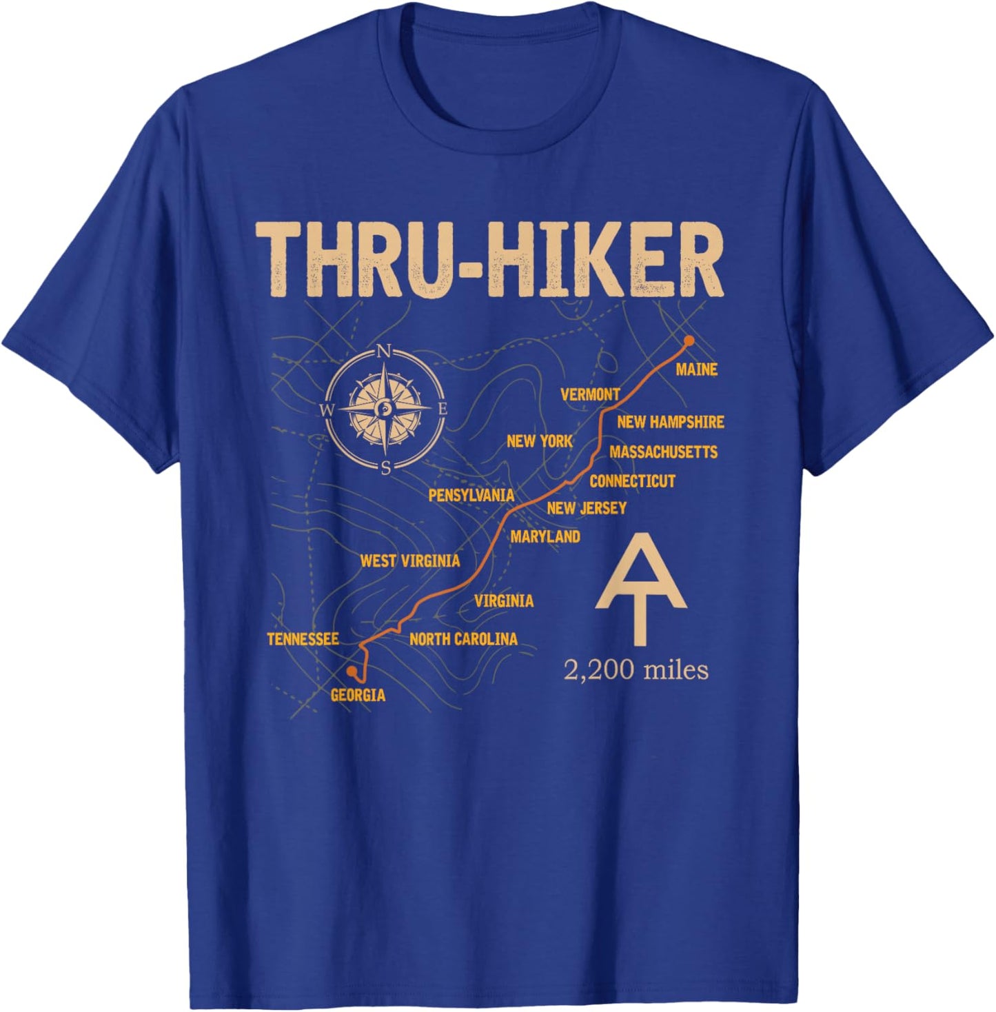 Thruh Hiker, Appalachian Trail Hiking T-Shirt - T-Shirt | Royal