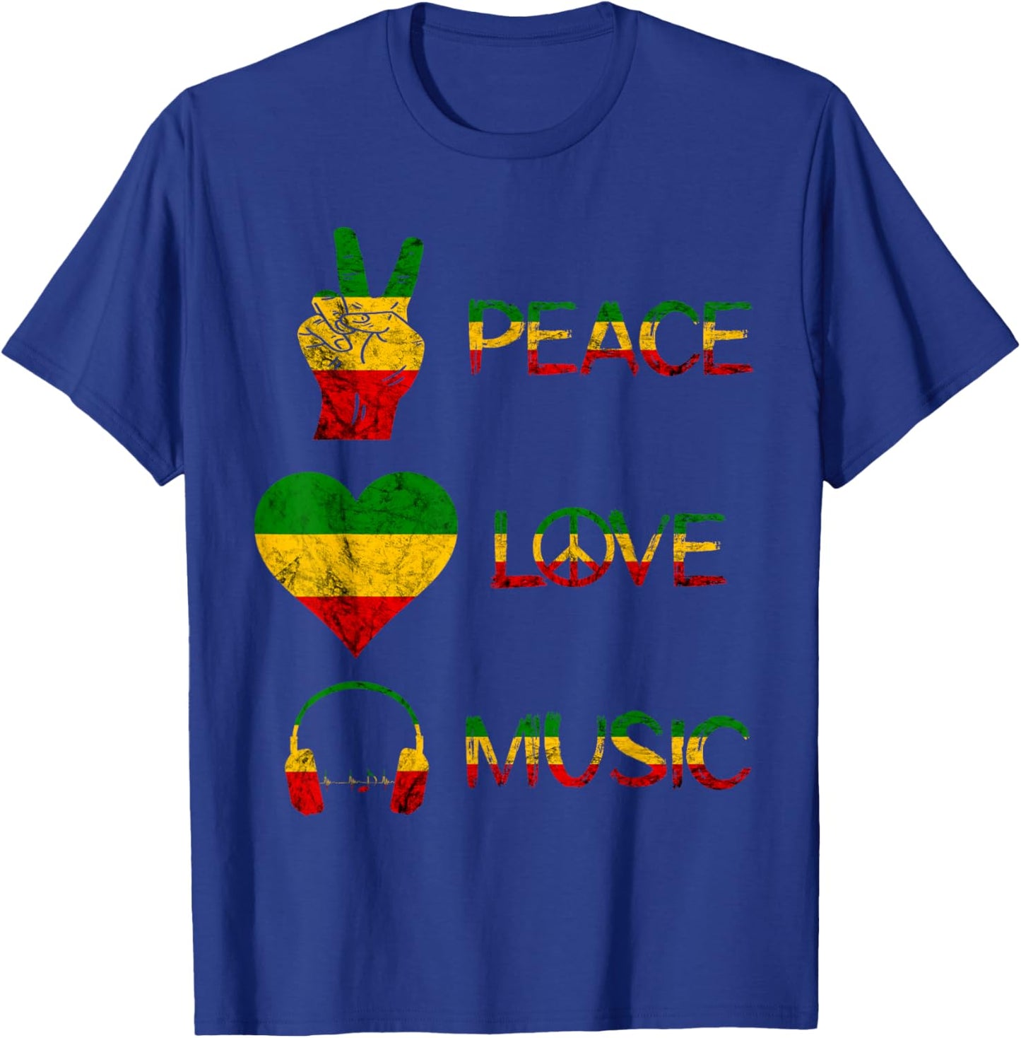 Love Peace Music Rasta Reggae Rastafari Roots Reggae Pride T-Shirt - T-Shirt | Royal