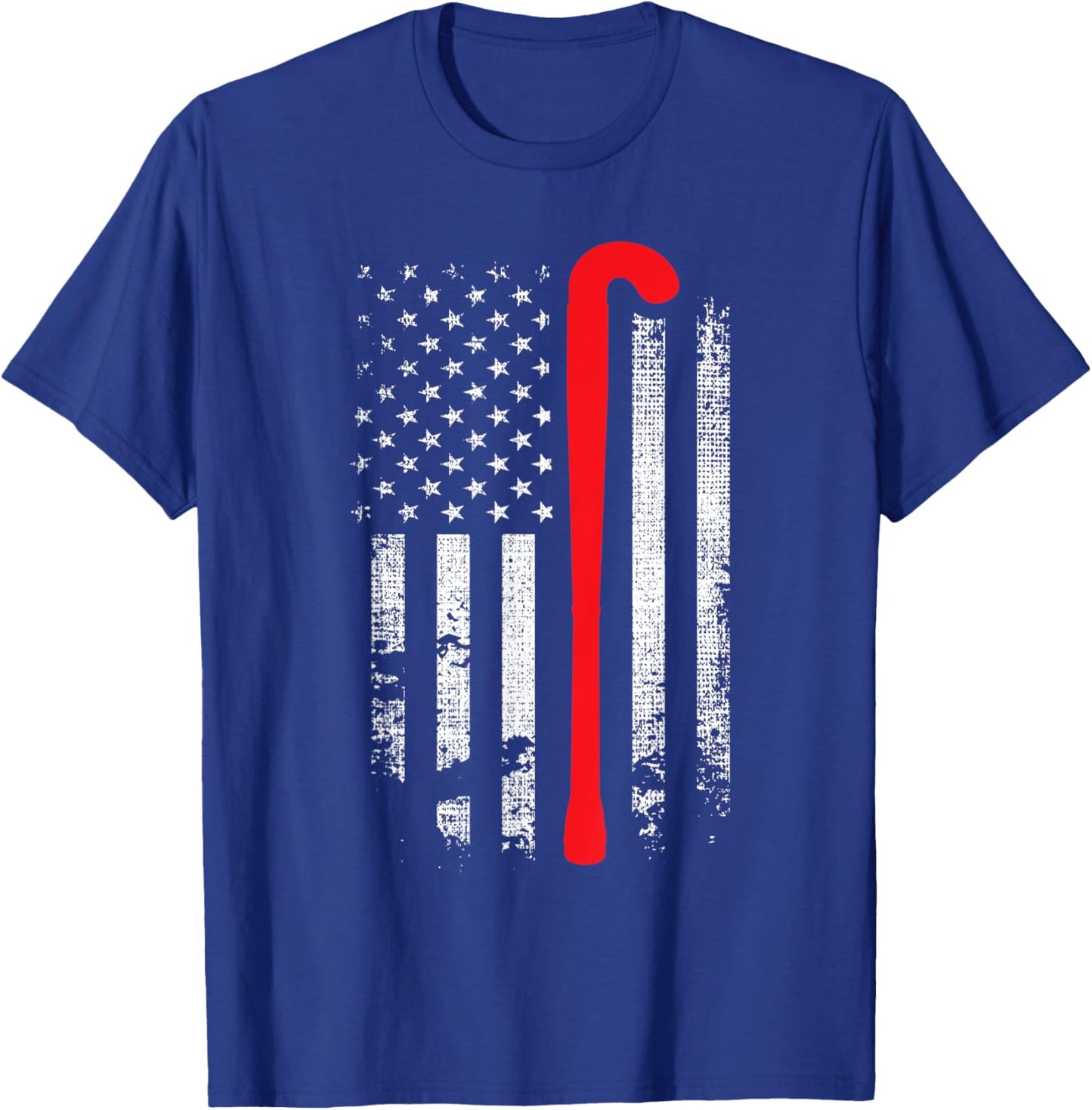 Patriotic Field Hockey Player Hockey Fan USA Flag T-Shirt - T-Shirt | Royal