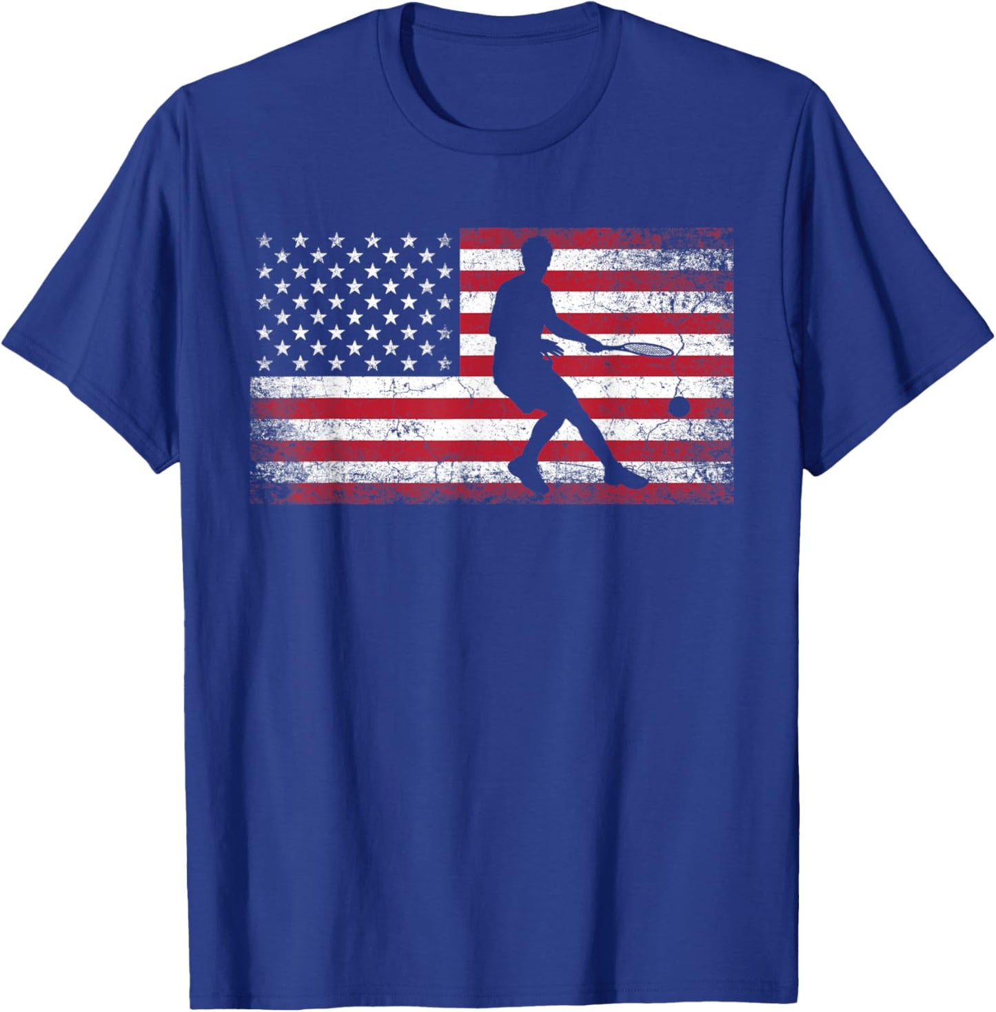 Tennis Racket Ball 4th of July Shirt American Flag America Kids Men T-Shirt - T-Shirt | Royal