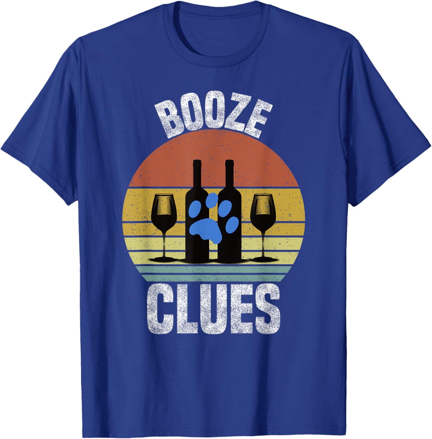 Booze Clues Funny Drinking Vintage Adult Humor T-Shirt - T-Shirt | Royal