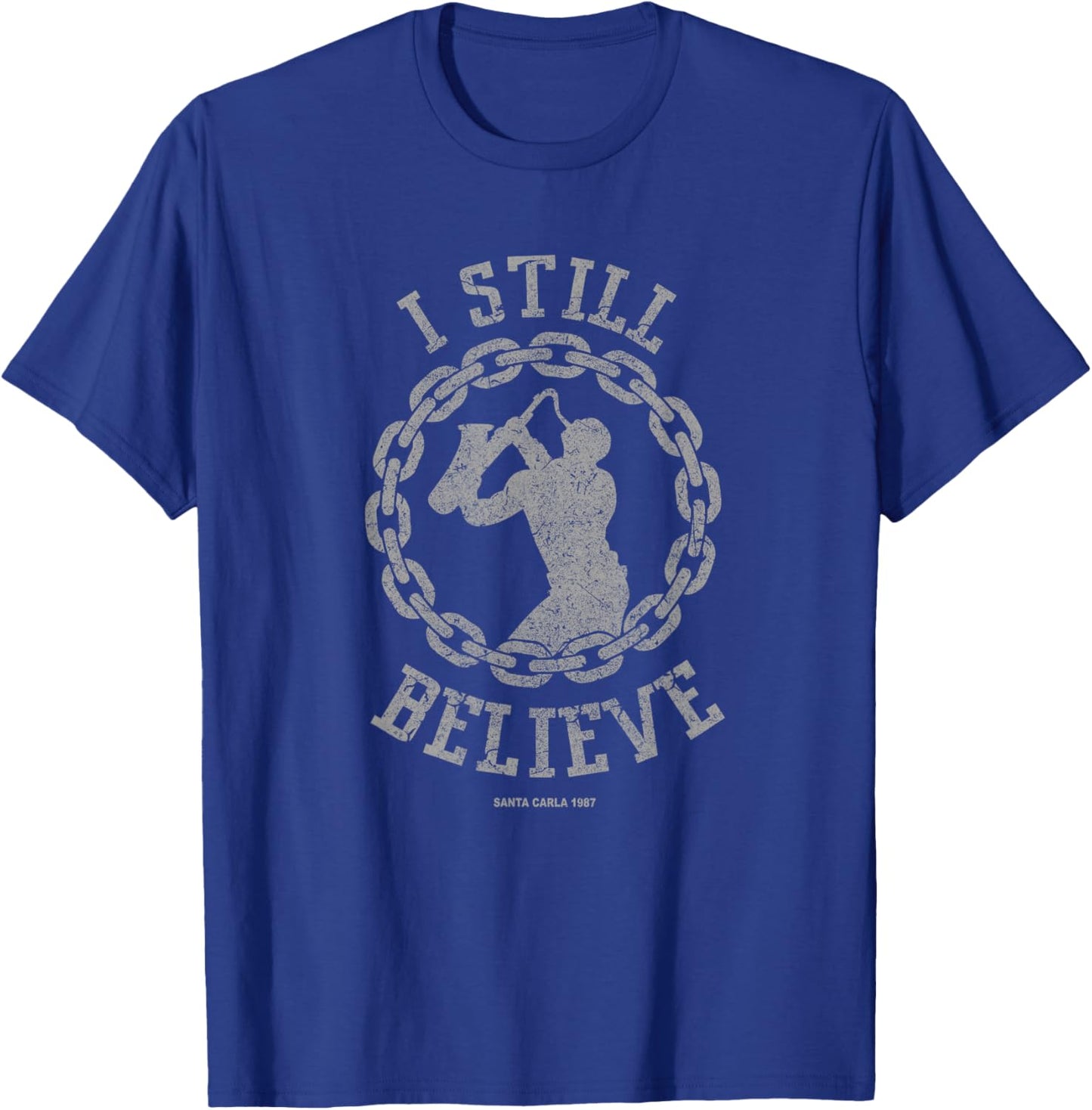 I Still Believe Muscle Saxophone, Big Chain Silhouette T-Shirt - T-Shirt | Royal