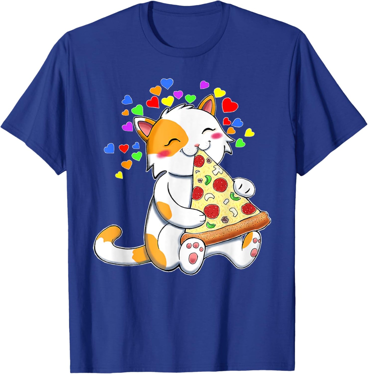 Funny Cats and Pizza Kitty Hearts Pet Lovers T-Shirt - T-Shirt | Royal