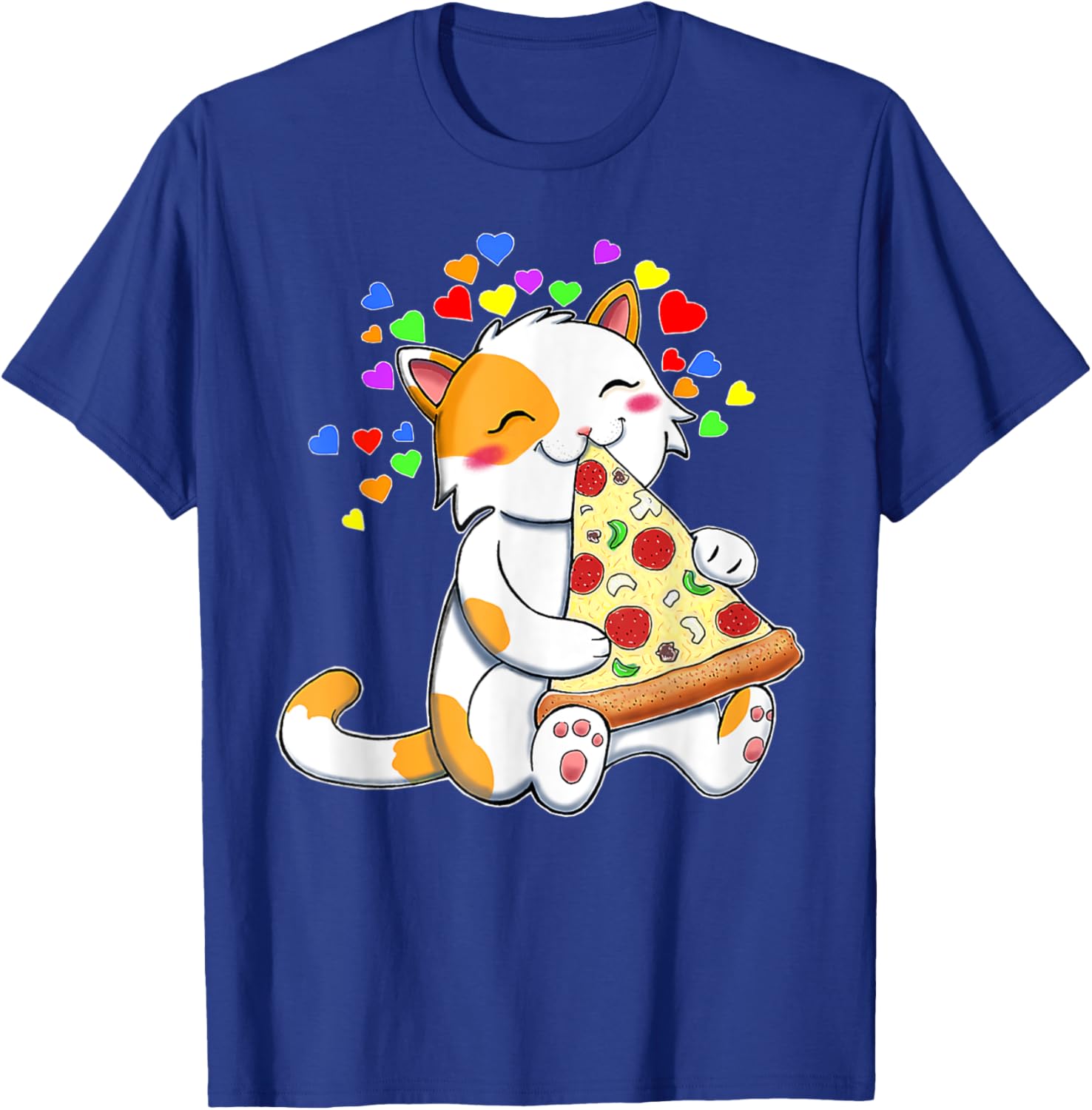 Funny Cats and Pizza Kitty Hearts Pet Lovers T-Shirt - T-Shirt | Royal
