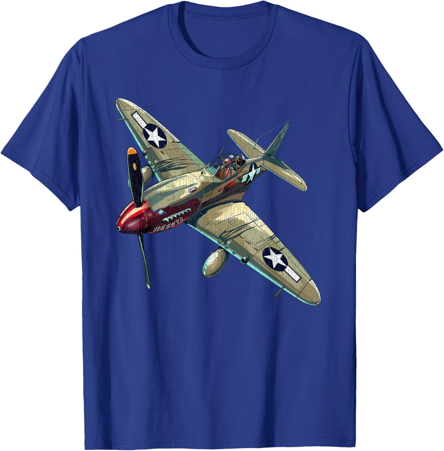Military F&L Design Co. WW2 Warbirds P40 Warhawk Plane Aircraft Aviation Hobbyist , Small, Black T-Shirt - T-Shirt | Royal
