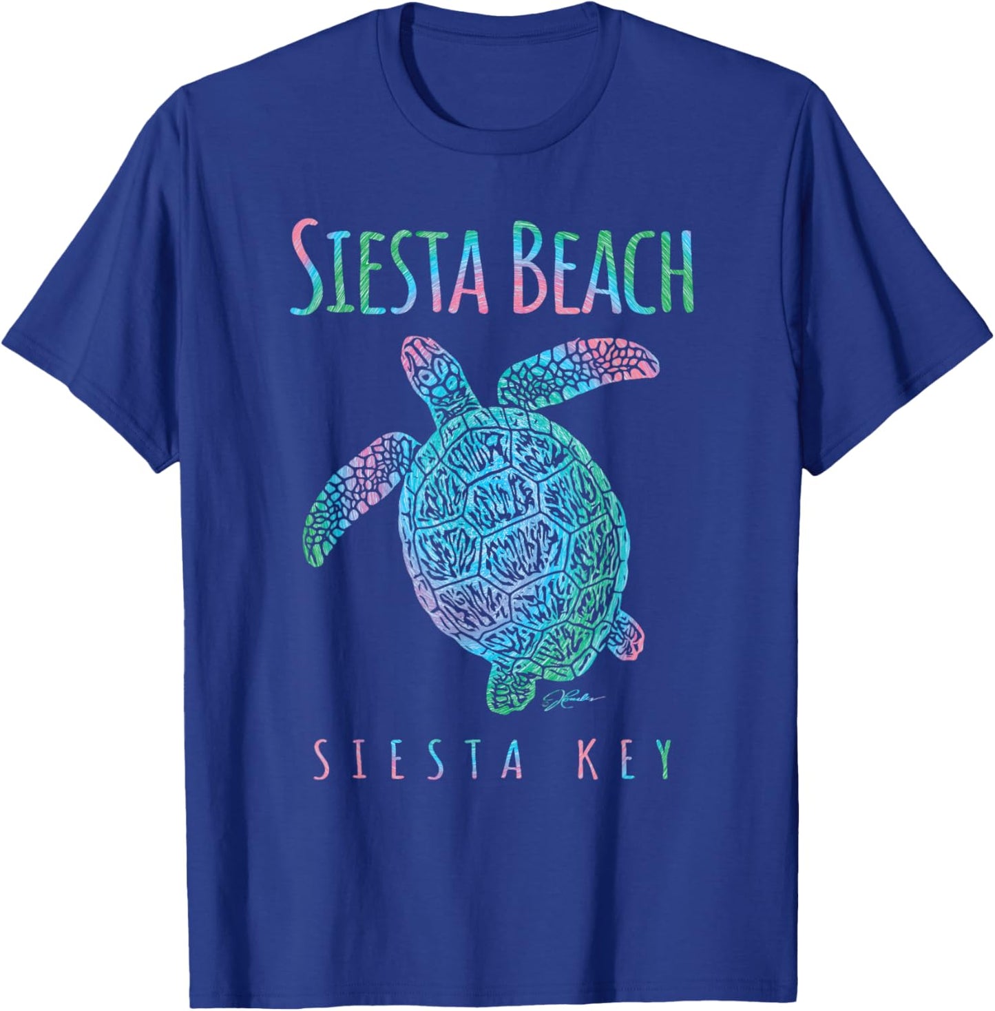 JCombs Siesta Beach Florida Sea Turtle T-Shirt - T-Shirt | Royal