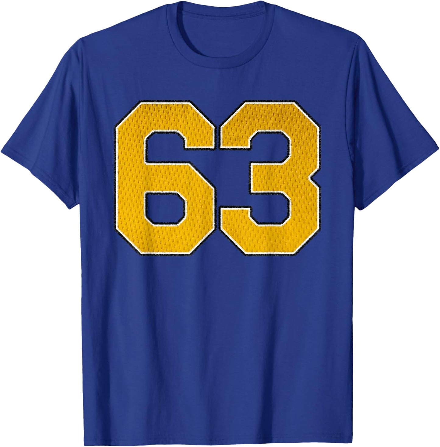Gold Number 63 Athlete Sports Jersey Supporter Fanwear T-Shirt - T-Shirt | Royal