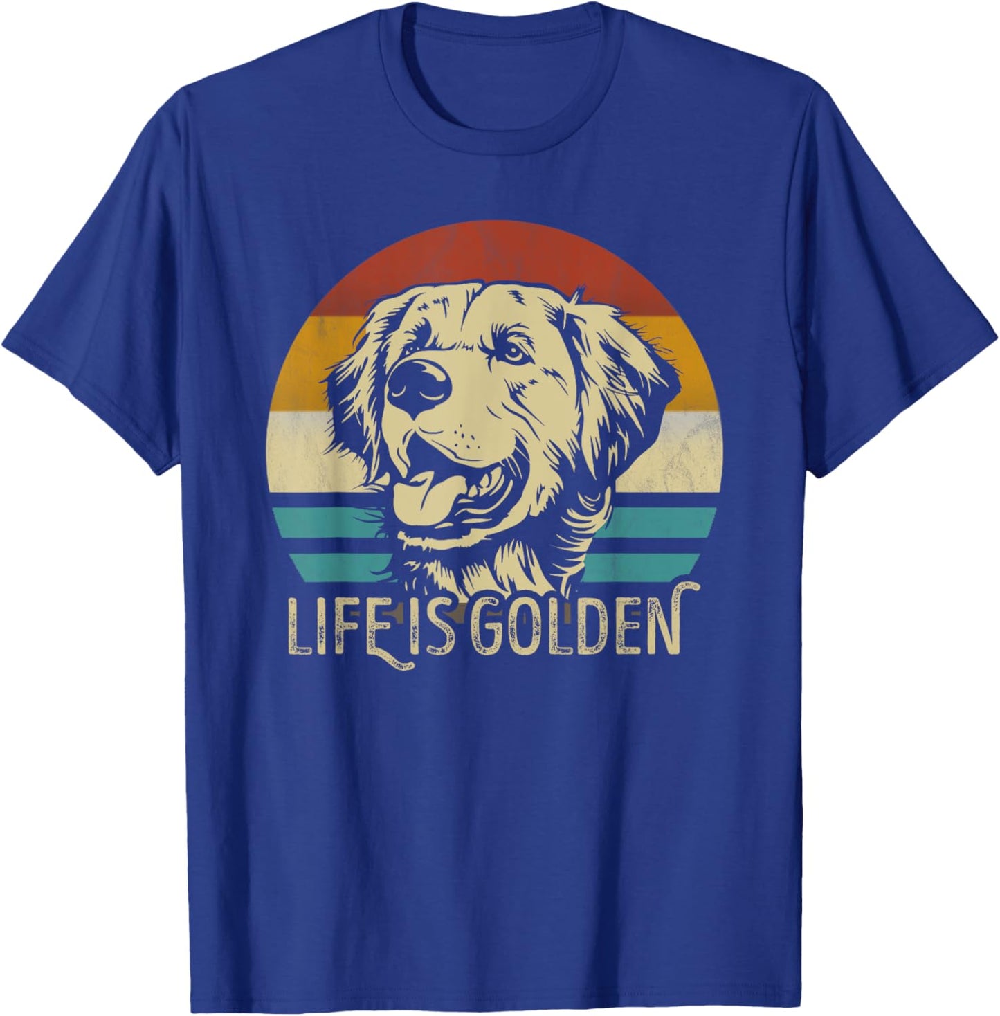 Golden Retriever Dog Life is golden retro vintage Women Girls Kids T-Shirt - T-Shirt | Royal