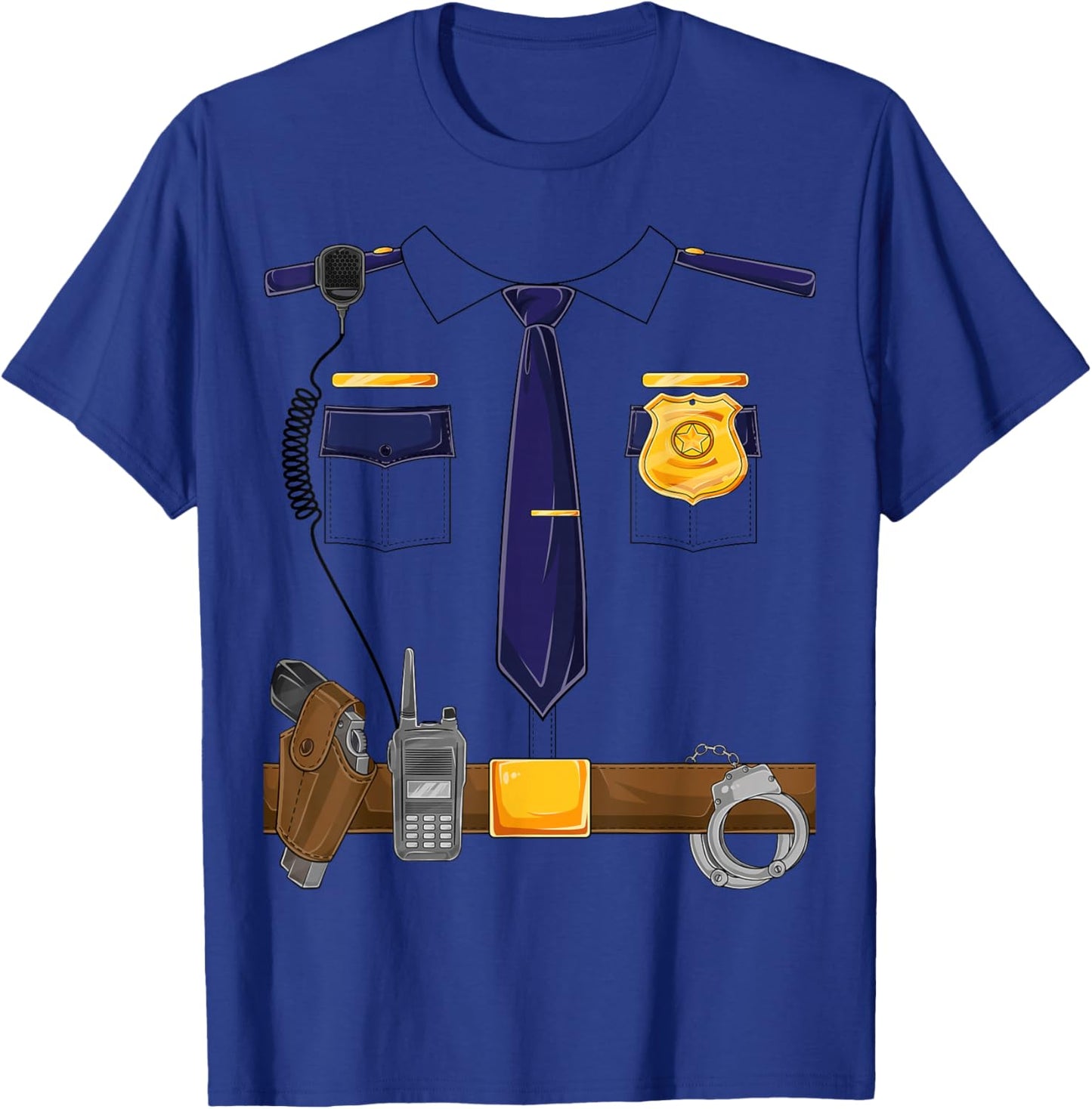 Halloween Police Costume Policeman Police Officer Kids Men Small T-Shirt - T-Shirt | Royal