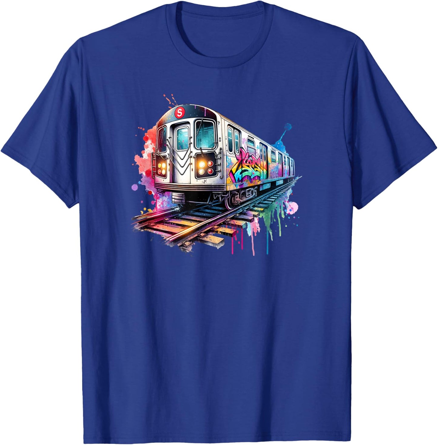 New York trains watercolor style, NYC subway car retro T-Shirt - T-Shirt | Royal