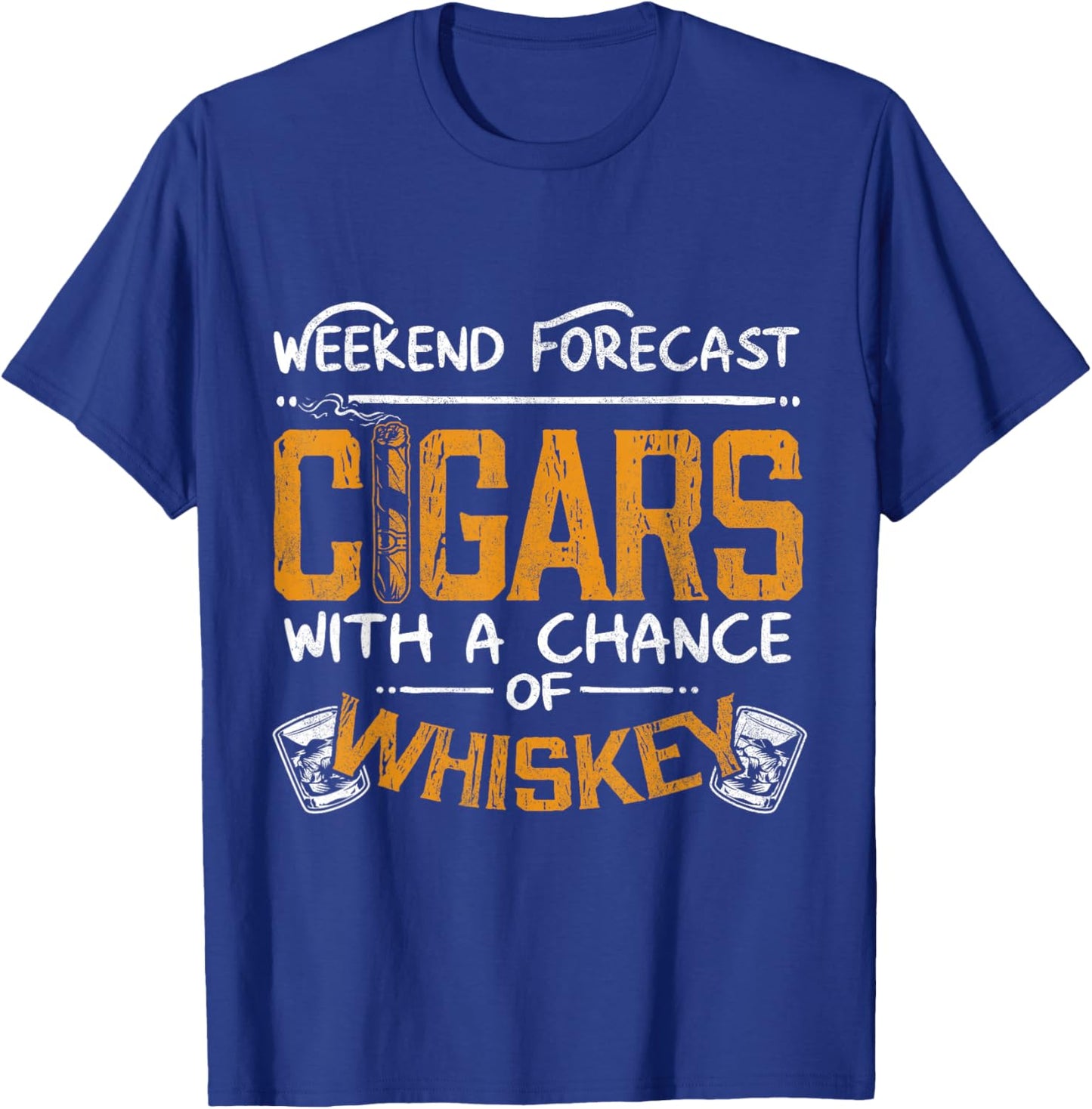Funny Cigar and Whiskey Lover Graphic Women Men Cigar Fan T-Shirt - T-Shirt | Royal