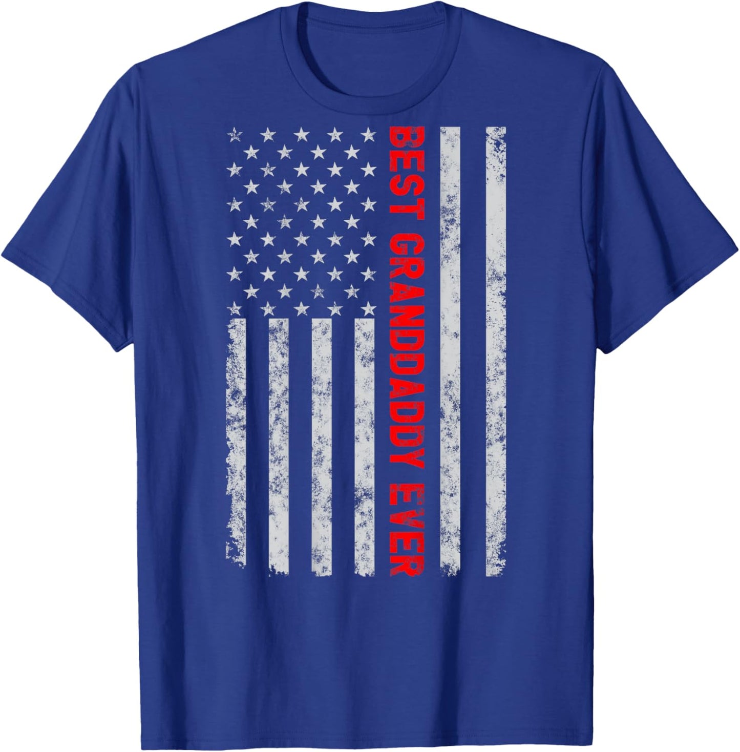 Best Granddaddy Ever Funny Fathers Day Vintage American Flag Women Men T-Shirt - T-Shirt | Royal