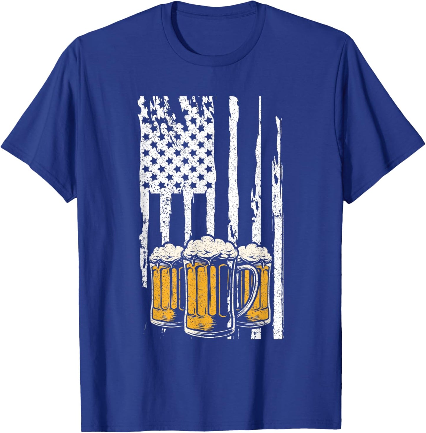 Vintage US Flag Patriotic American Drinking Beer Lovers Women Men T-Shirt - T-Shirt | Royal