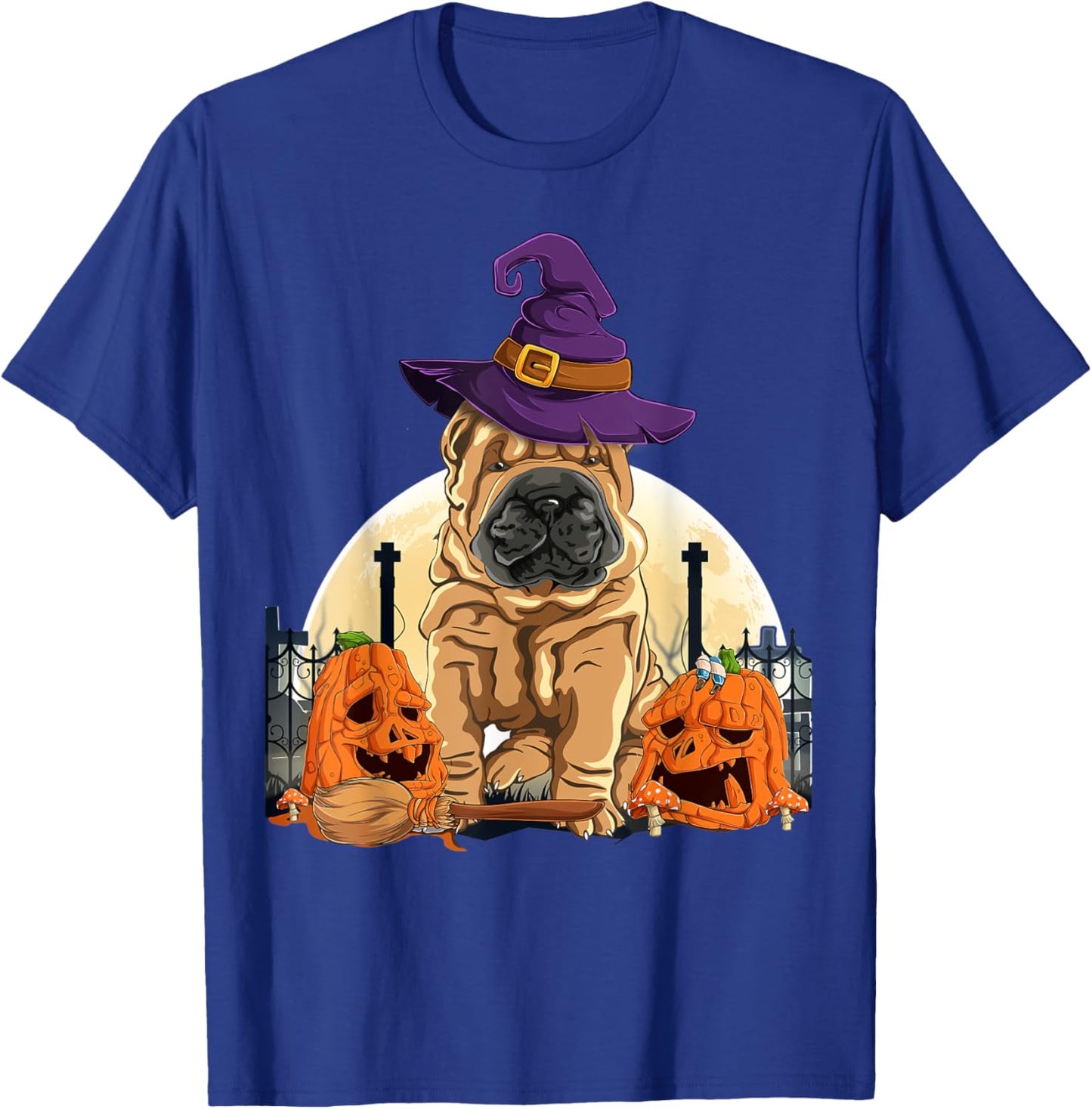 Shar-Pei Halloween Pumpkin & Moon For Dog Lover Shar Pei T-Shirt - T-Shirt | Royal
