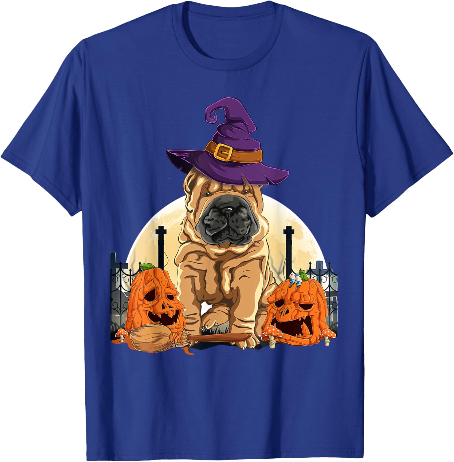 Shar-Pei Halloween Pumpkin & Moon For Dog Lover Shar Pei T-Shirt - T-Shirt | Royal