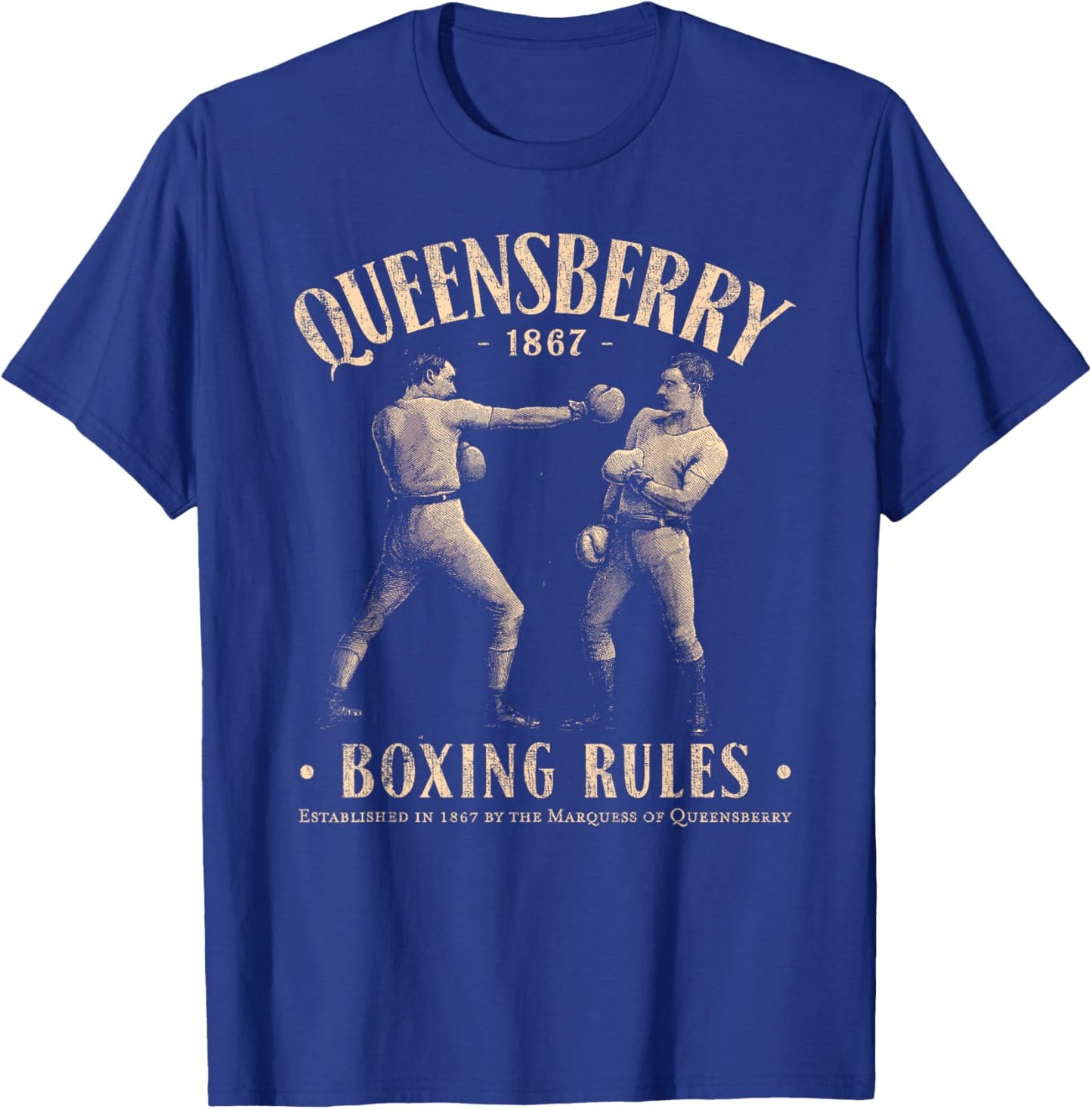 Queensberry Boxing Rules: Vintage Distressed Boxing T-Shirt - T-Shirt | Royal