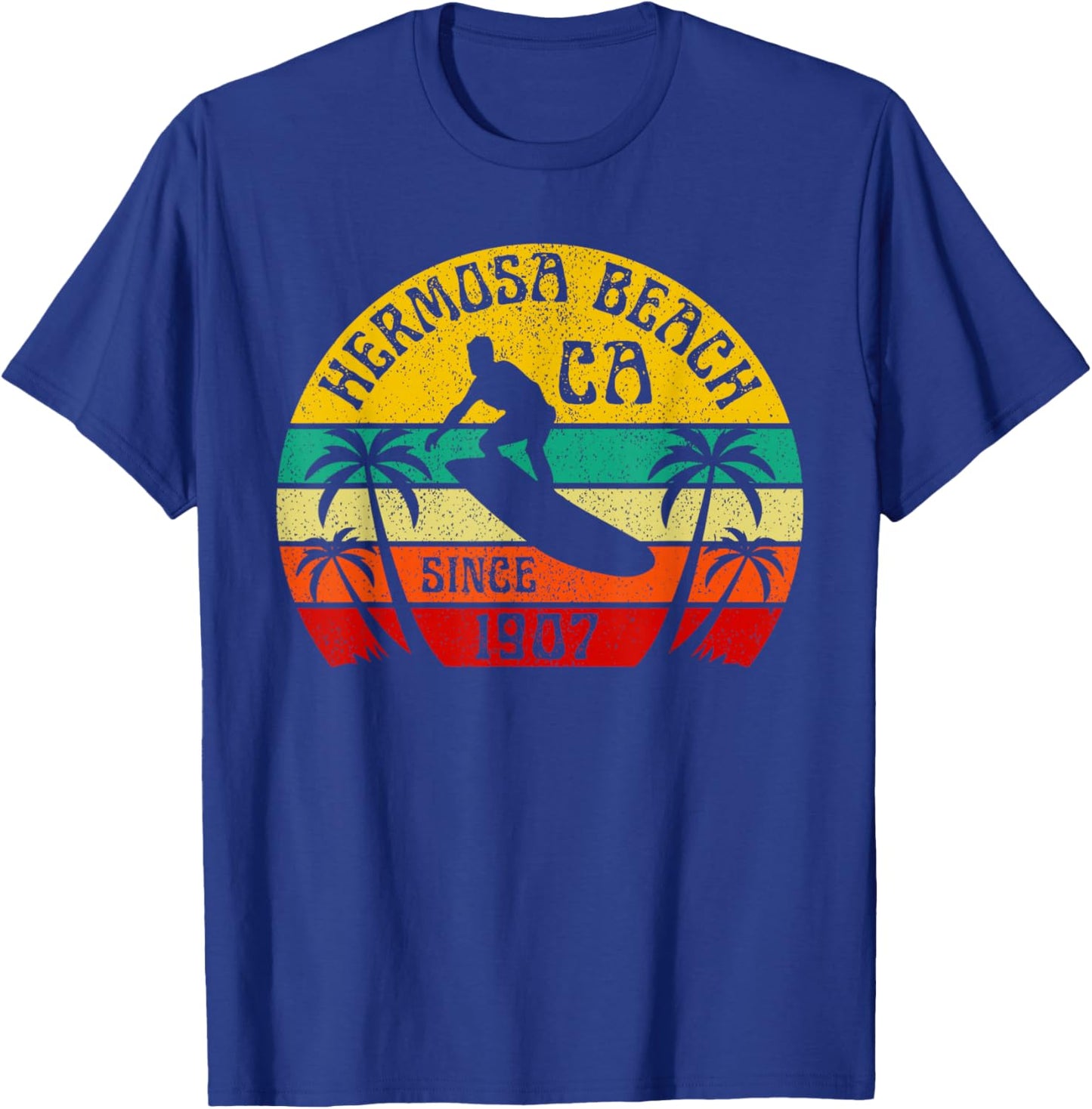 Hermosa Beach California Surfing Surfer Ocean Vintage T-Shirt - T-Shirt | Royal