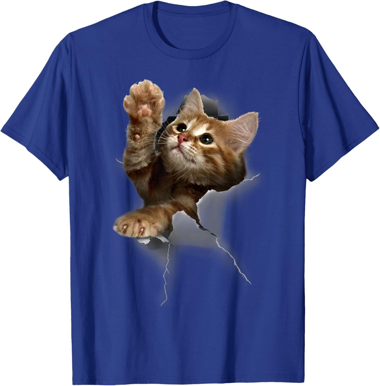 Lovely Kitten Cracked Wall Cats Shirt Gifts T-Shirt - T-Shirt | Royal