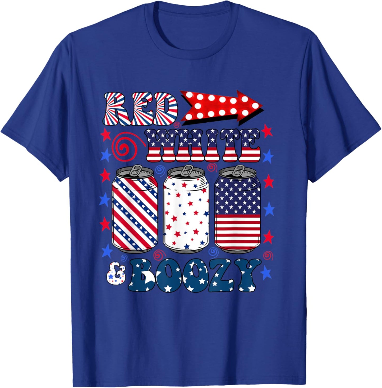 Red White and Booze 4th of July Funny Drinking T-Shirt - T-Shirt | Royal