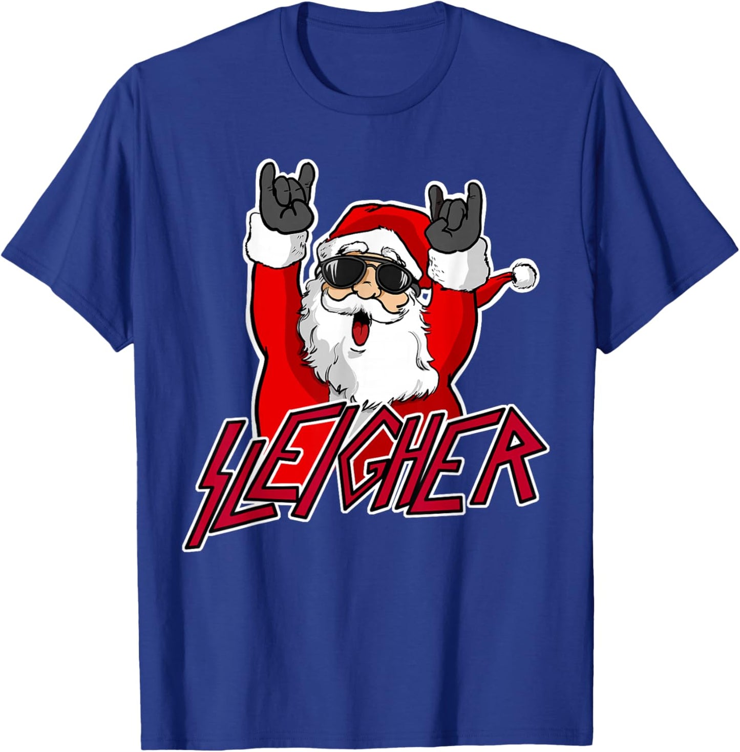 Sleigher Santa Claus Metal Christmas funny Hail Santa T-Shirt - T-Shirt | Royal