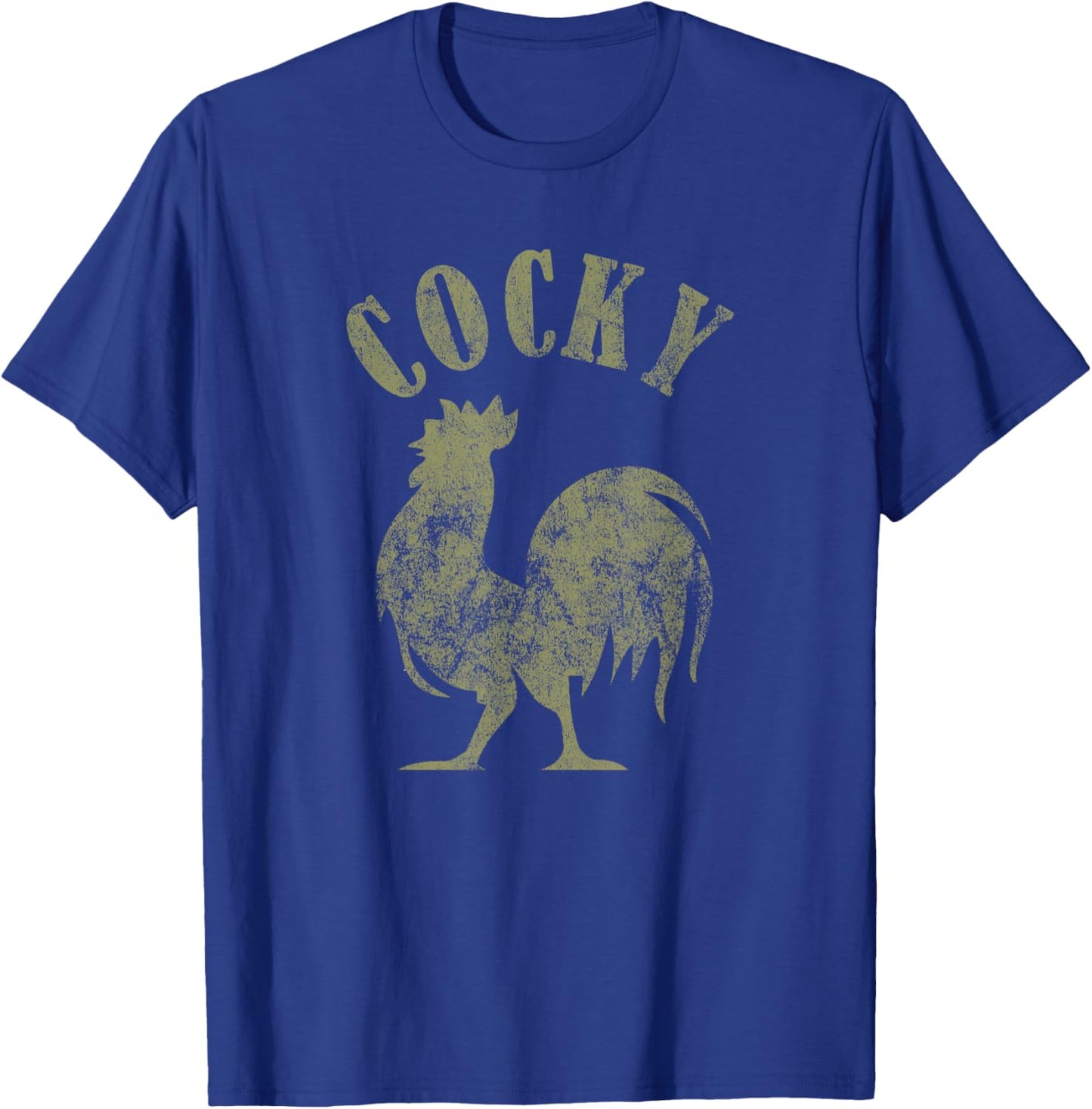 Funny Vintage Retro Distressed Cocky Rooster Lover Men T-Shirt - T-Shirt | Royal