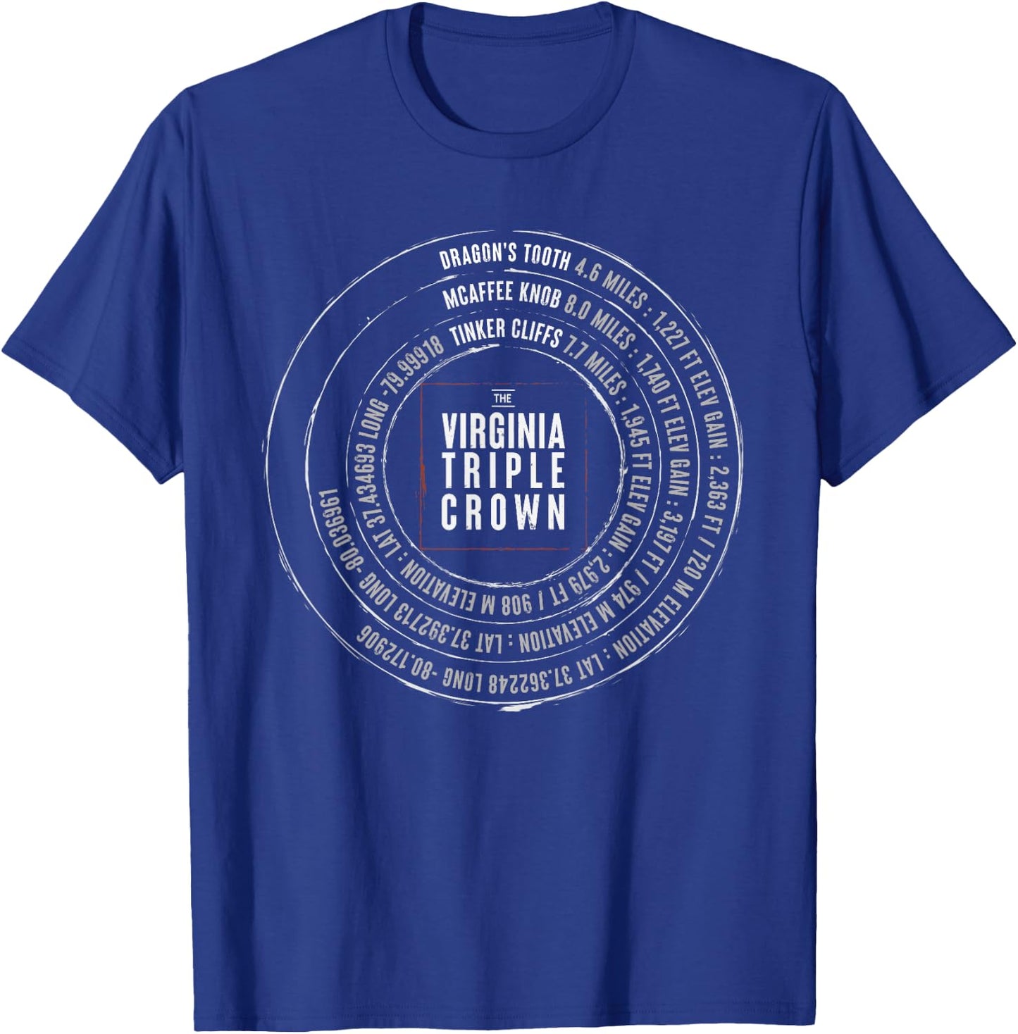 Virginia Triple McAfee Knob Dragons Tooth Tinker Cliffs Hike T-Shirt - T-Shirt | Royal