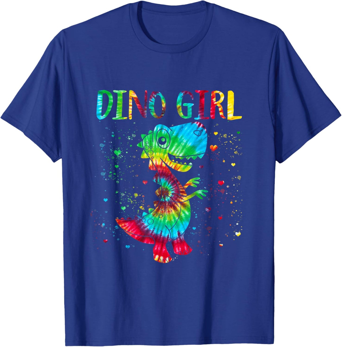 Dino Girl Dinosaur Lover Tie Dye Cute T-rex Halloween T-Shirt - T-Shirt | Royal
