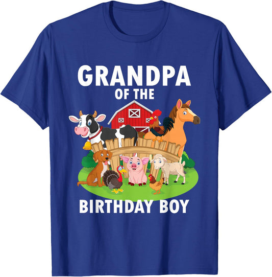 Grandpa Of The Birthday Boy Farm Animals Matching Farm Theme T-Shirt - T-Shirt | Royal