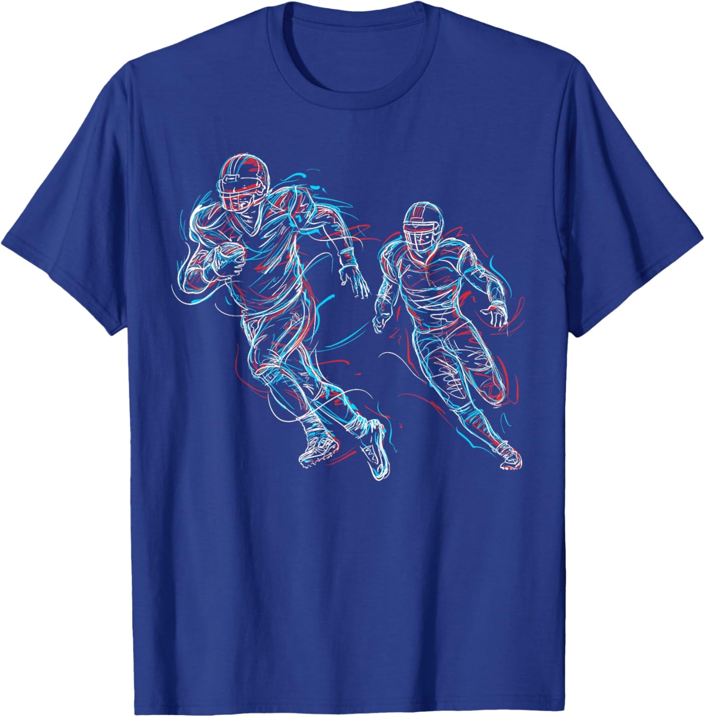 Abstract Art Football Player Running T-Shirt - T-Shirt | Royal