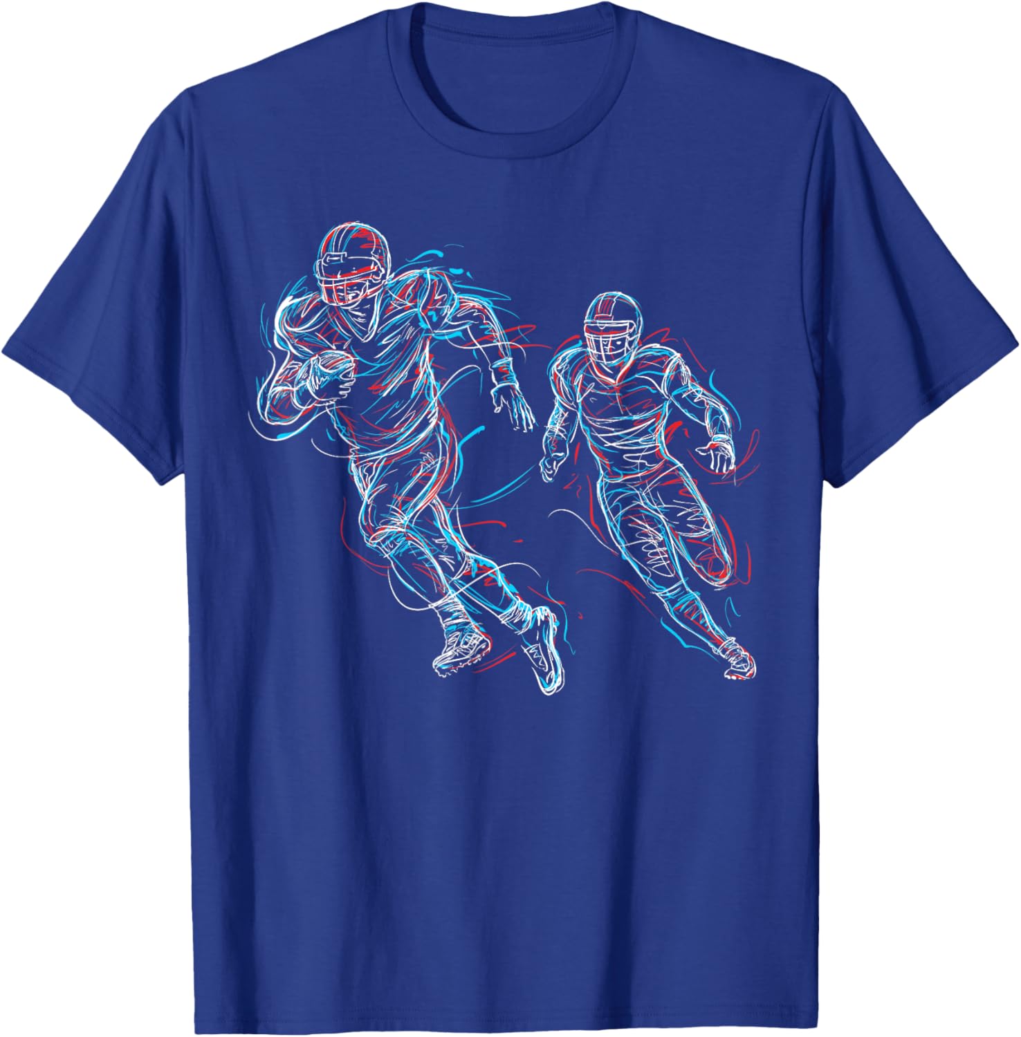 Abstract Art Football Player Running T-Shirt - T-Shirt | Royal