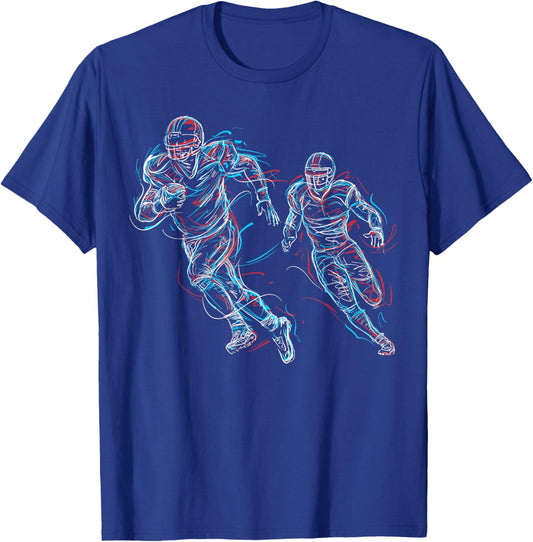 Abstract Art Football Player Running T-Shirt - T-Shirt | Royal