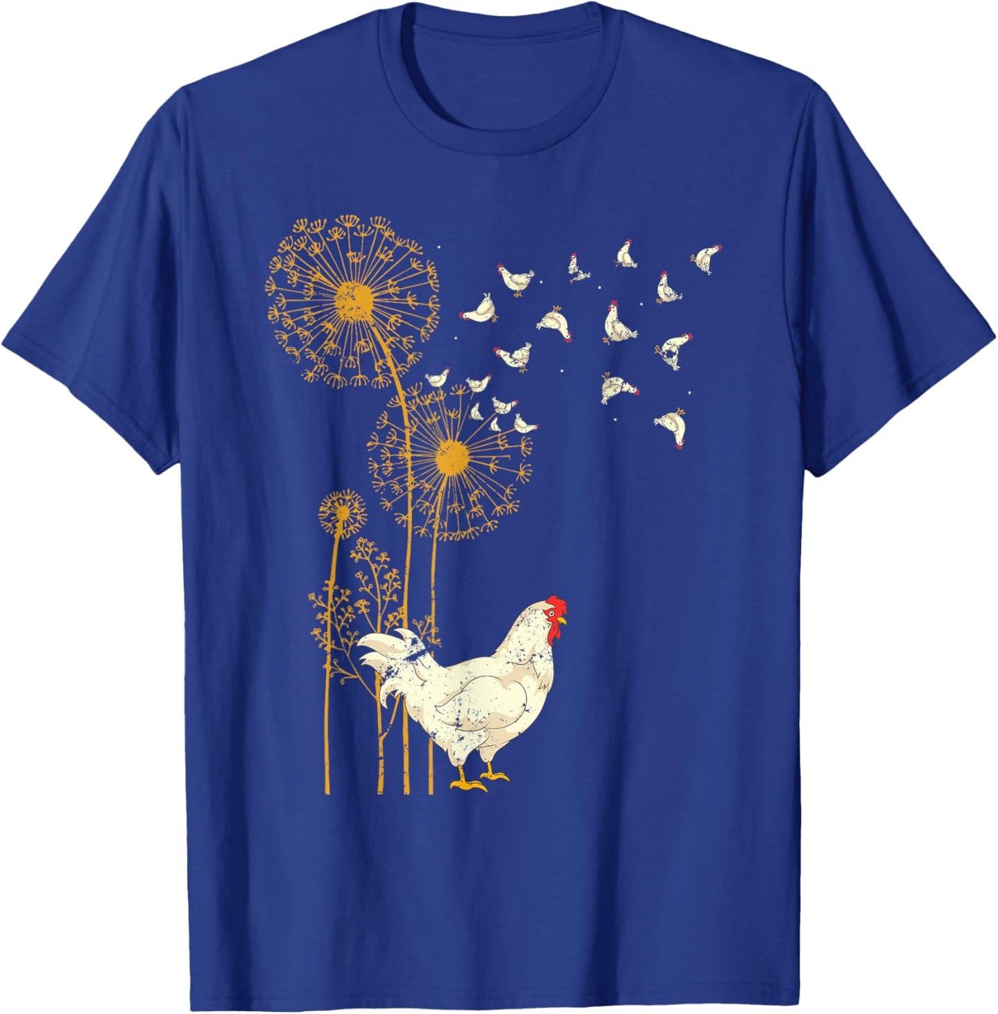 Farmer Poultry Bird Flower Farm Animal Dandelion Chicken T-Shirt - T-Shirt | Royal