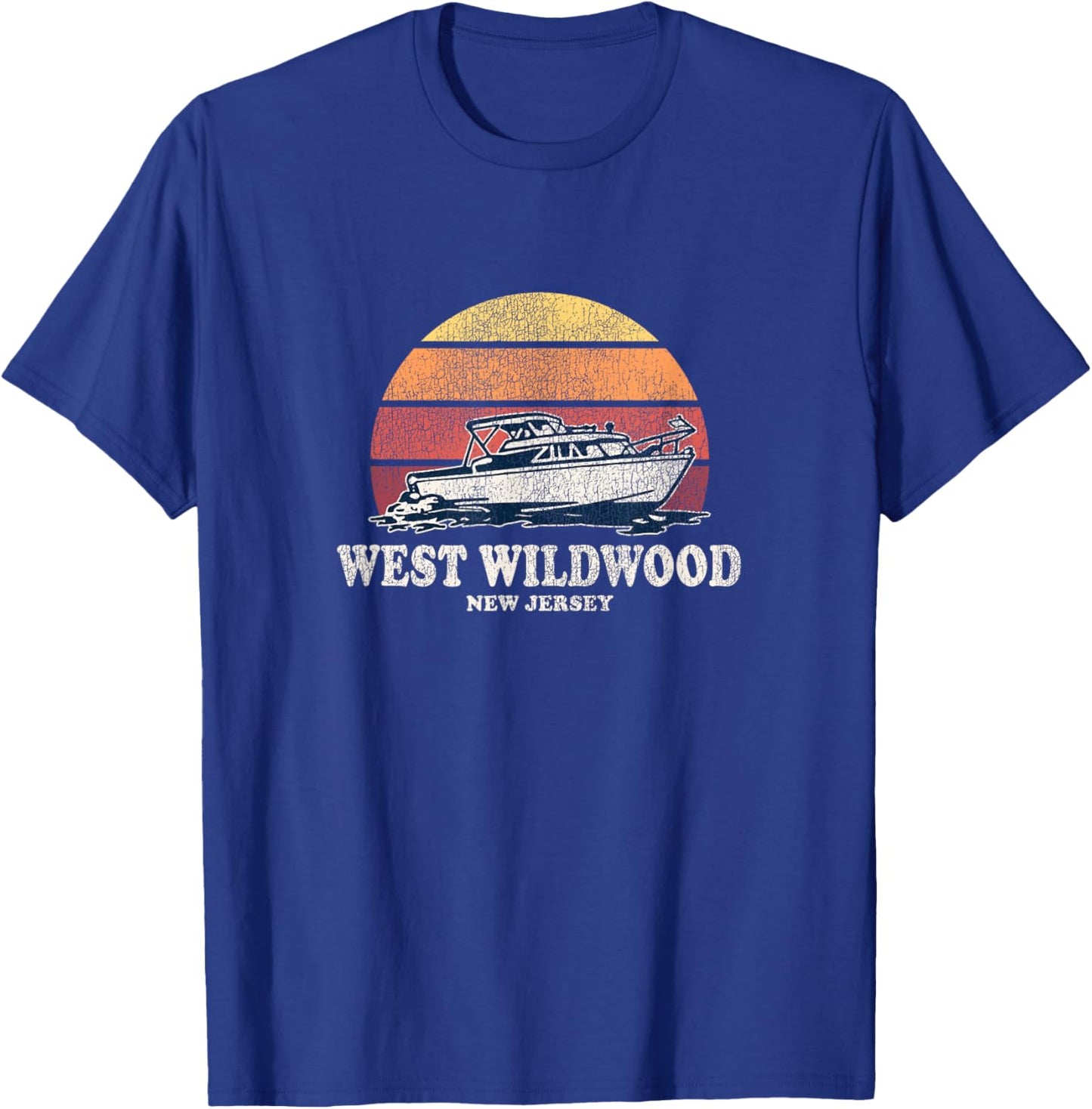 West Wildwood NJ Vintage Boating 70s Retro Boat Design T-Shirt - T-Shirt | Royal