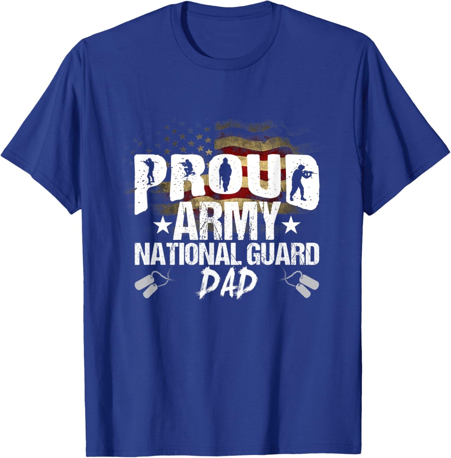 Proud Army National Guard Dad Veteran On 4th July T-Shirt - T-Shirt | Royal